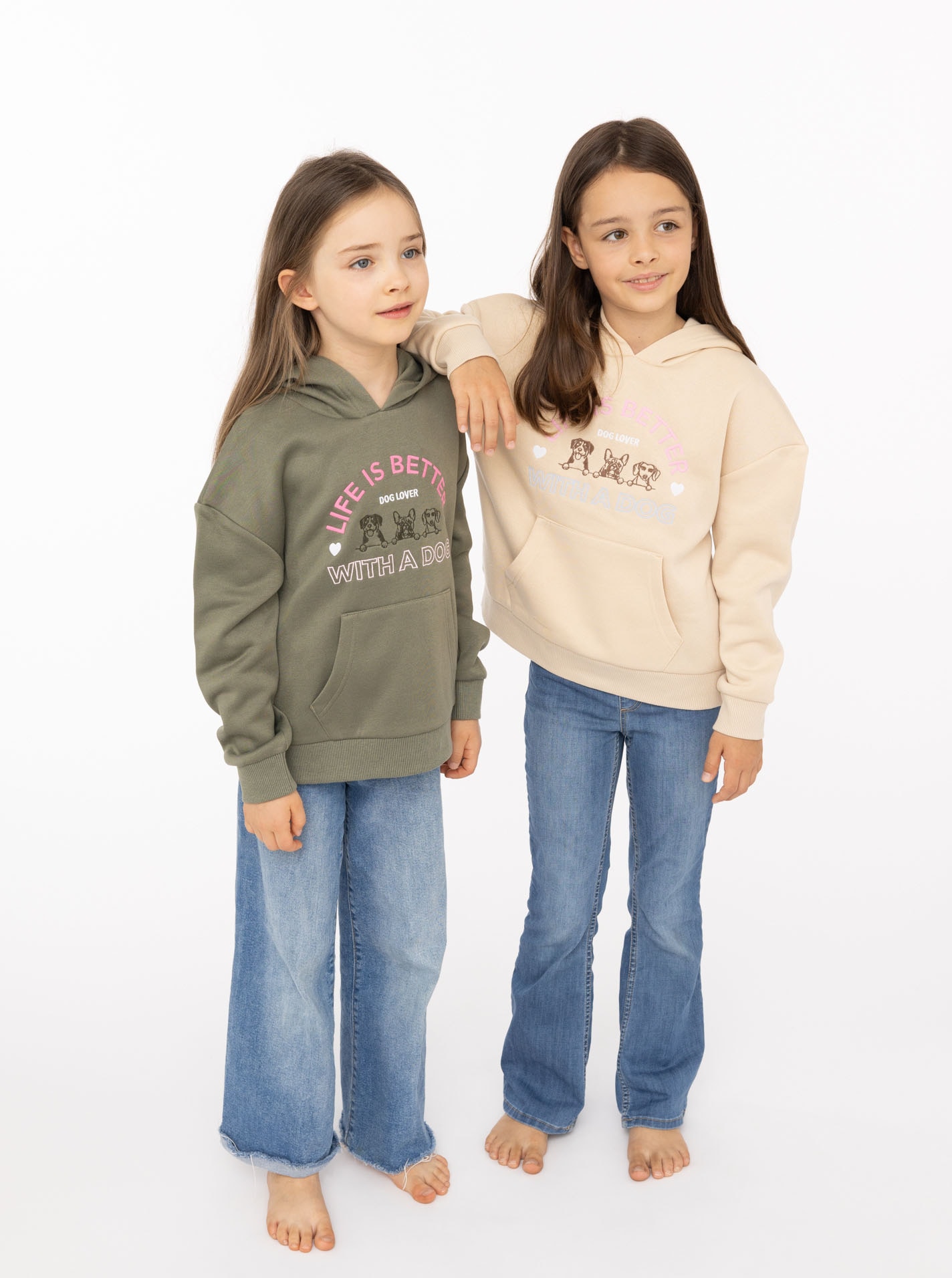 Zwillingsherz Hoodie »"Dog Life"«, Mini-Me,mit gestickten Hunden und Slogan
