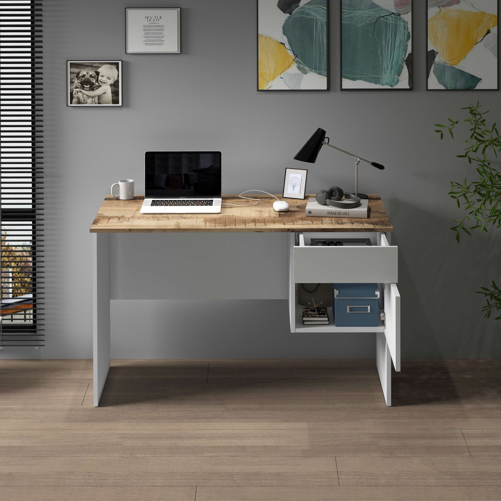 INOSIGN Schreibtisch »Sunrise, kleiner Computertisch, Bürotisch« mit 1 Tür & 1 Schublade, Tischplatte Breite 110 cm, Made in Italy