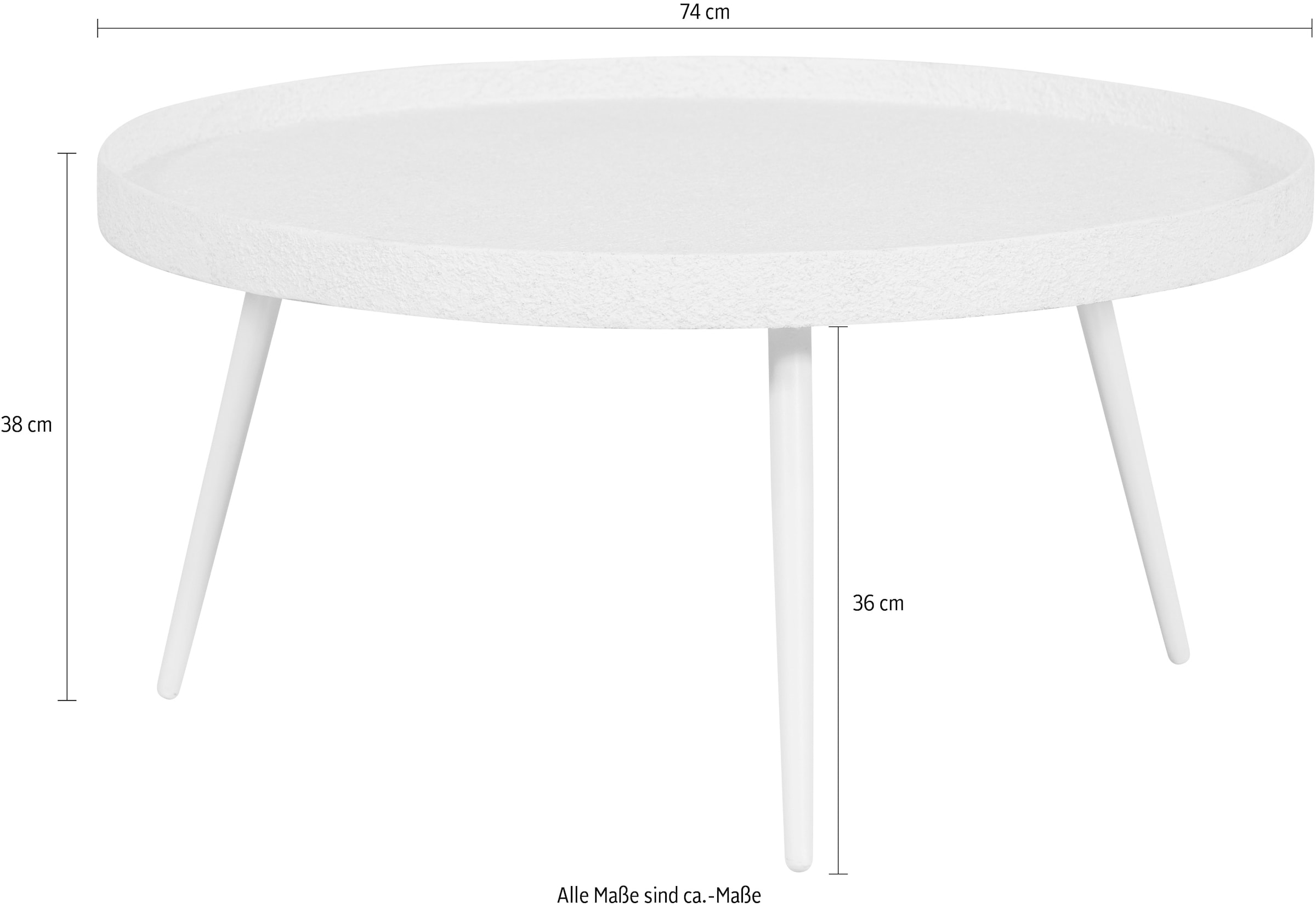 WOOOD Beistelltisch »Bounds mit Metallbeinen und Multiplex-Zinkbeschichtung Ø 74 x H 40 cm« 4 cm Randerhöhung, Tragkraft 20 kg, Metallbeine Höhe 36 cm