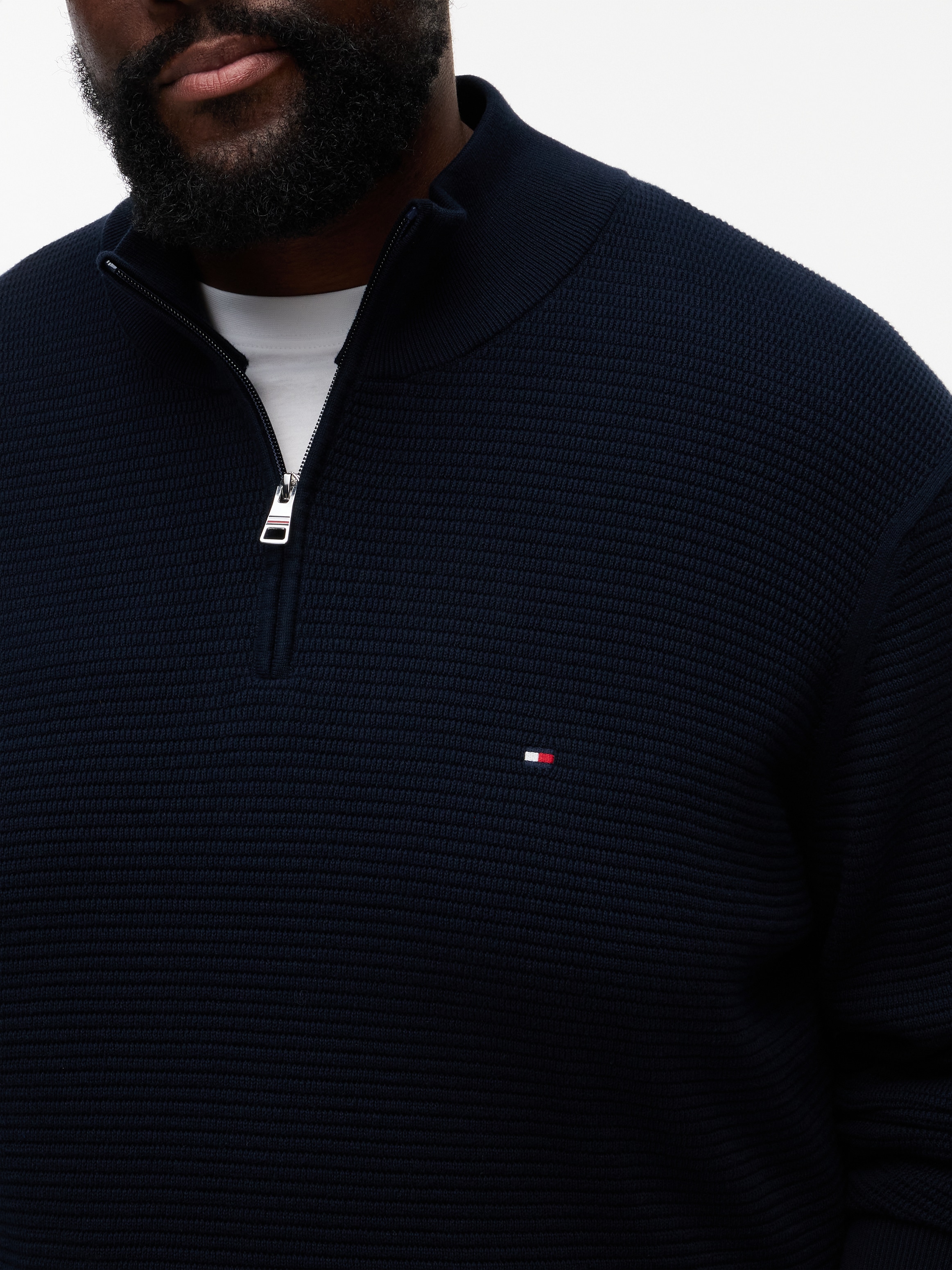 Tommy Hilfiger Big & Tall Strickpullover »BT-SEASONAL STRUCTURE ZIP MOCK« Grosse Grössen,