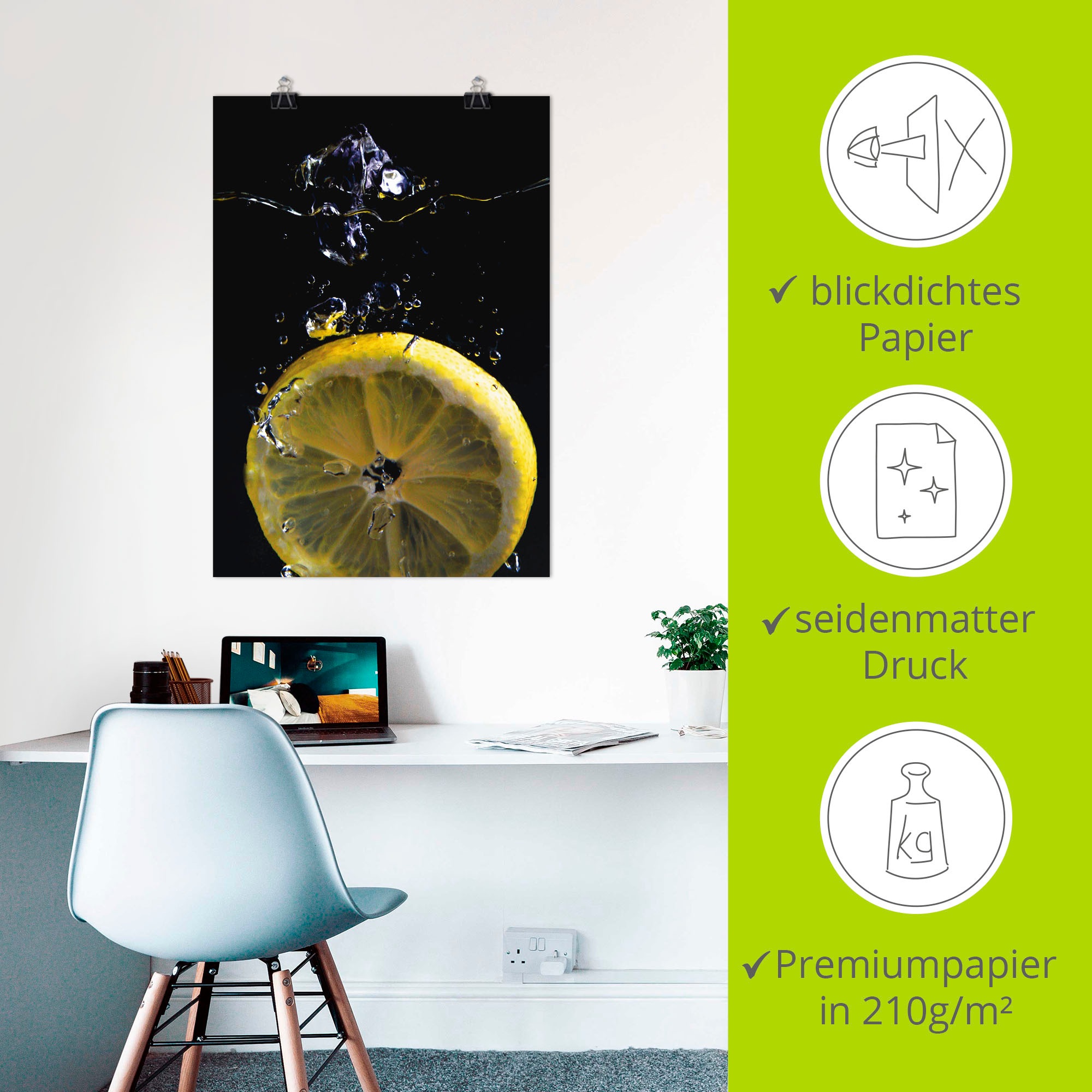 Artland Fresque murale »Zitrone« 1 cuis tlg. als Alubild, Outdoorbild, Leinwandbild, Poster in verschied. Grössen