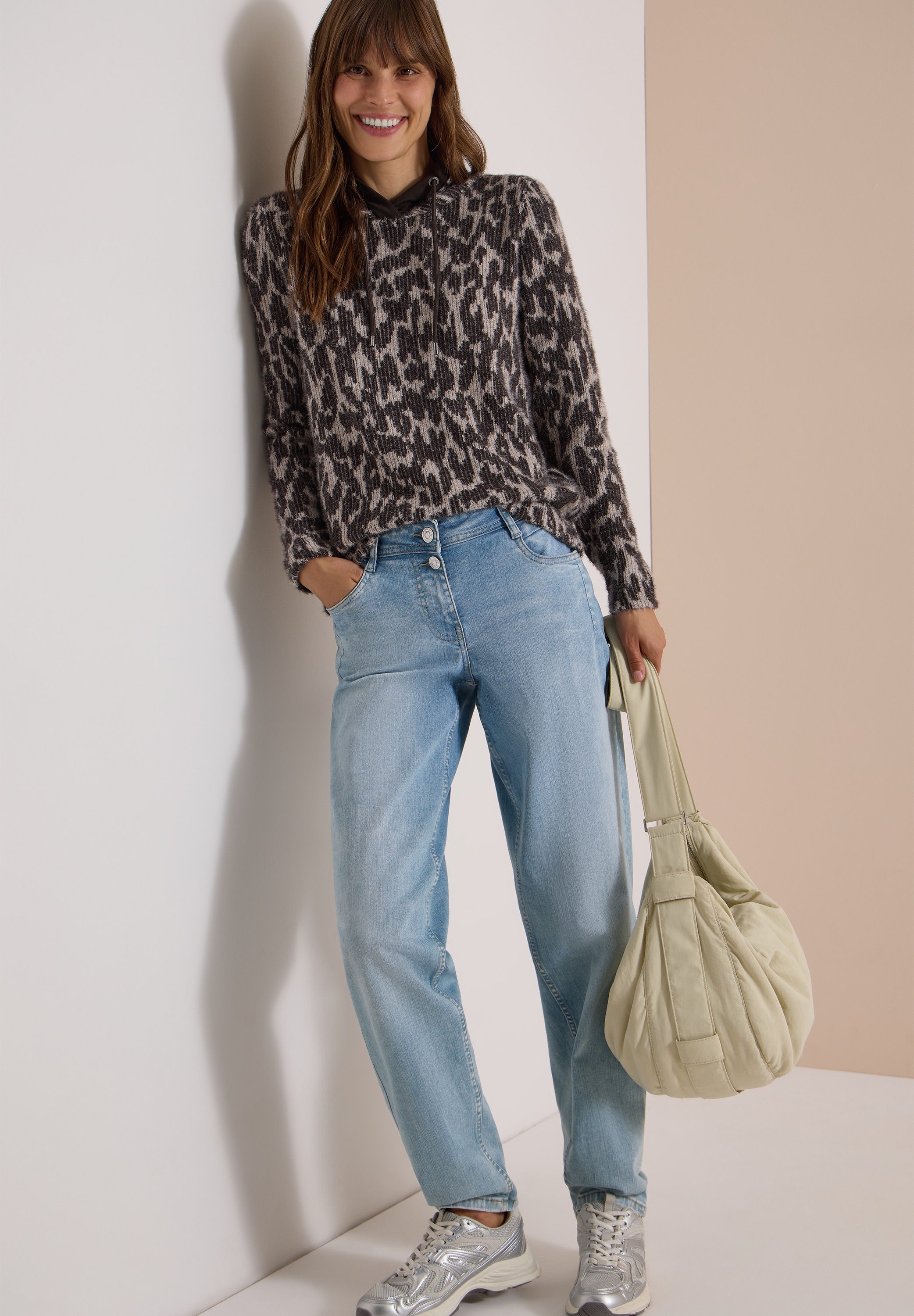 Cecil Pull en tricot Plüschlook durch Featheryarn, Animal-Print