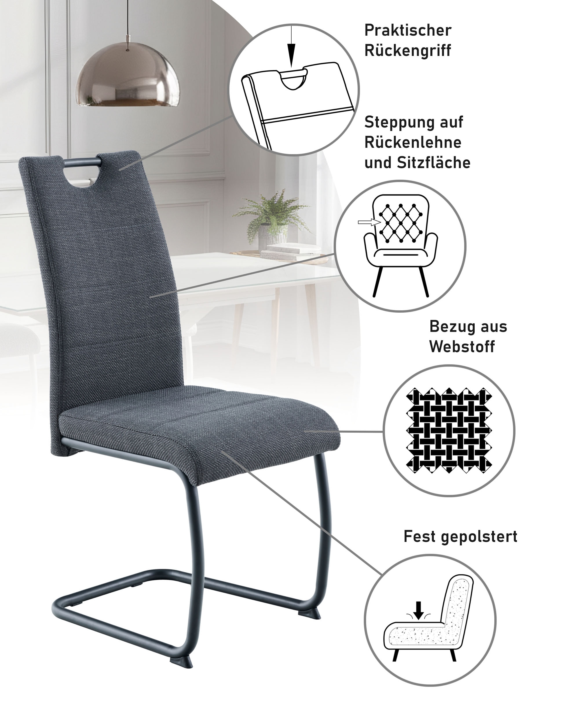 HELA Freischwinger »FLORENZ« () 1 Stk.Rundrohrgestell Matching Colour, gepolstert, mit Griff