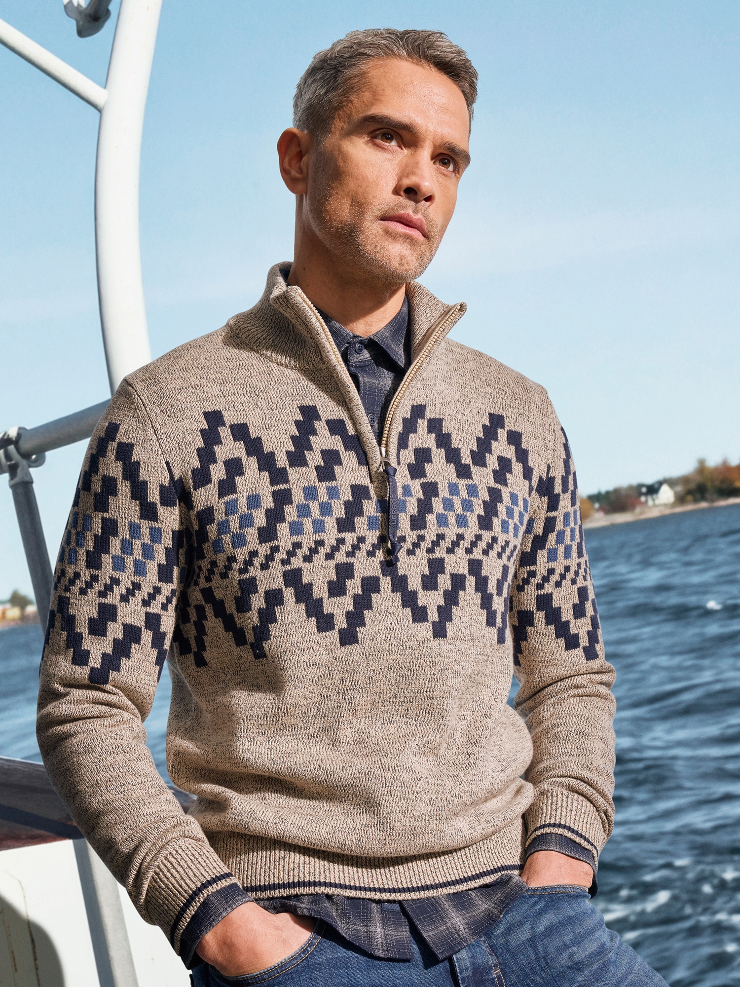 LERROS Norwegerpullover »LERROS Herren-Troyer mit Norwegermuster«