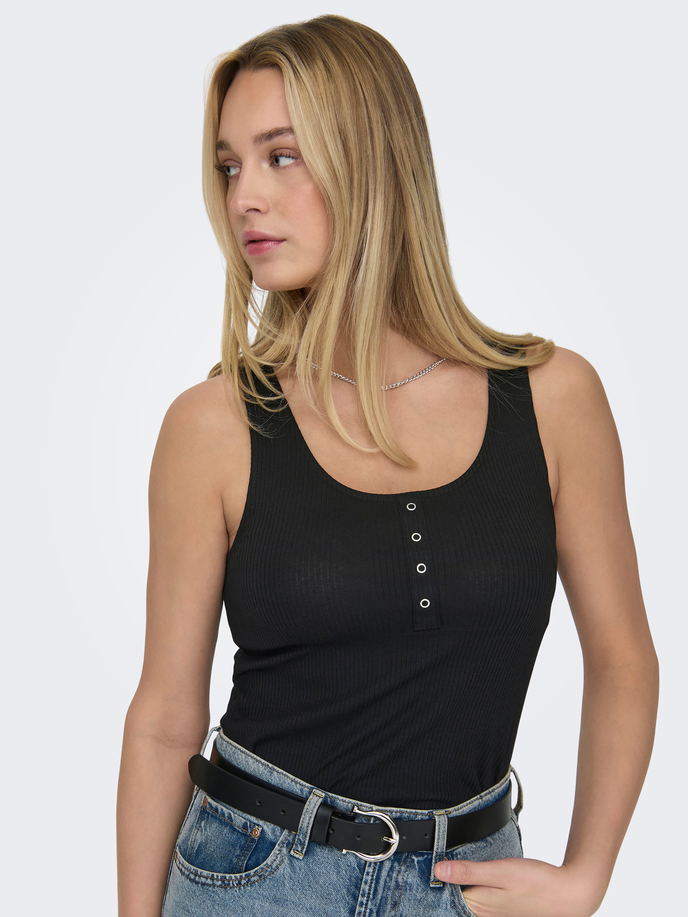 ONLY Ripptanktop »ONLSIMPLE LIFE S/L BUTTON TOP JRS CS 2PK« Packung, 2 Stk.