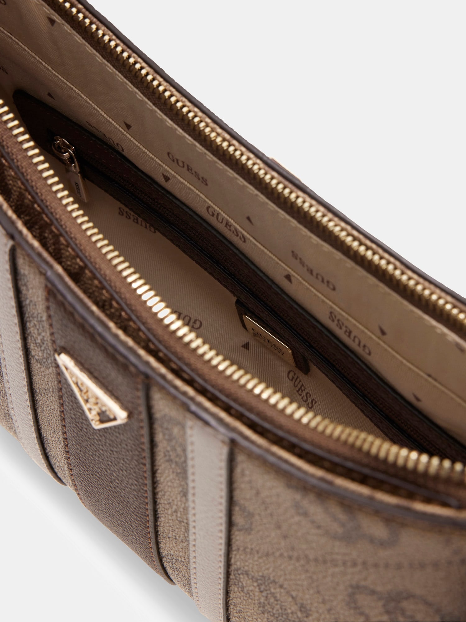 Guess Sac à bandoulière »NOELLE II TOP ZIP SHOULDER BAG« sac bandoulière pour femmes, sac à main avec élément ornemental logo GUESS