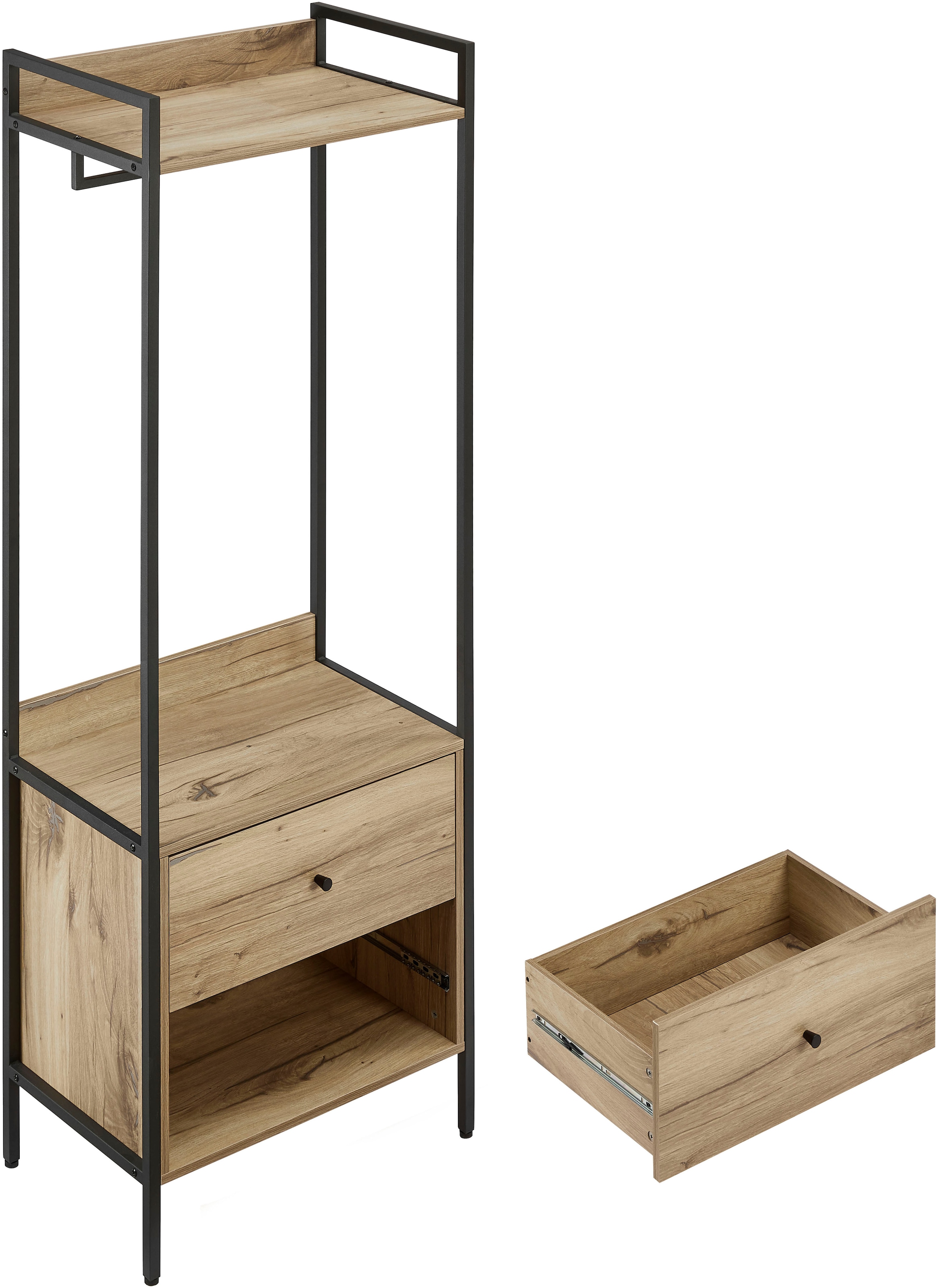 GOODproduct Garderobenschrank »Tayler« Melamin-Tischplatte, pulverbeschichtetem Metallgestell, Höhe 180 cm