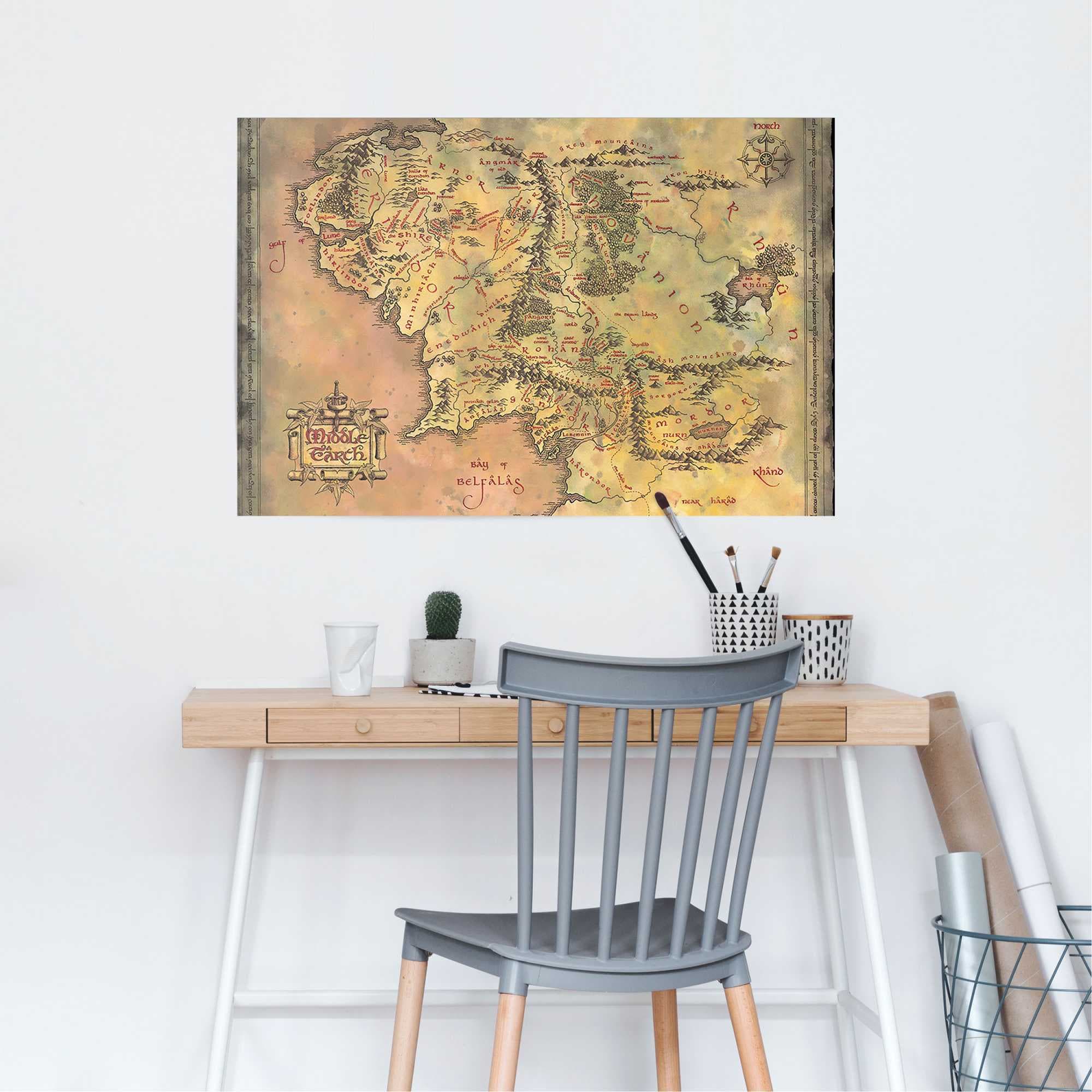 Reinders! Poster »Lord of the Rings - middle earth« Kinderzimmer - Gelb - 150 gr.  Papier - Film &  Fernsehen - 91,5x61 cm