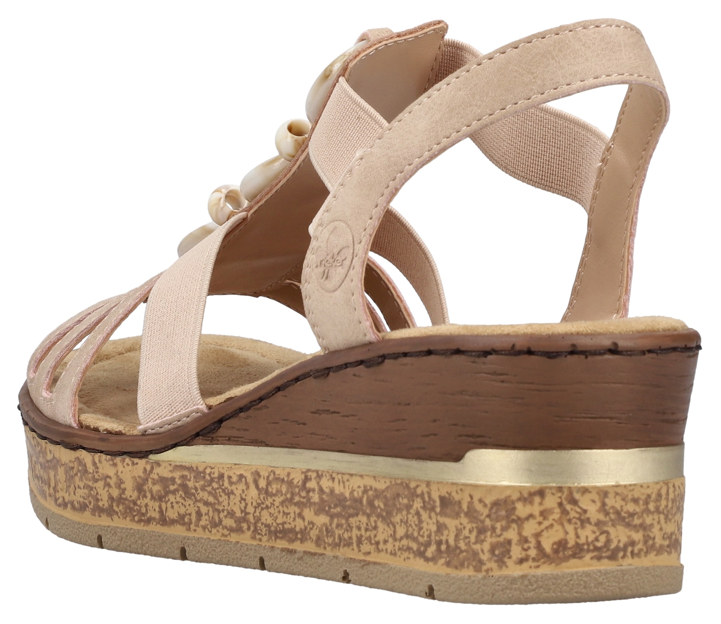 Rieker Sandales compensées  Sommerschuh, Plateausandale, Schlupfschuh mit seitlichen Gummizügen