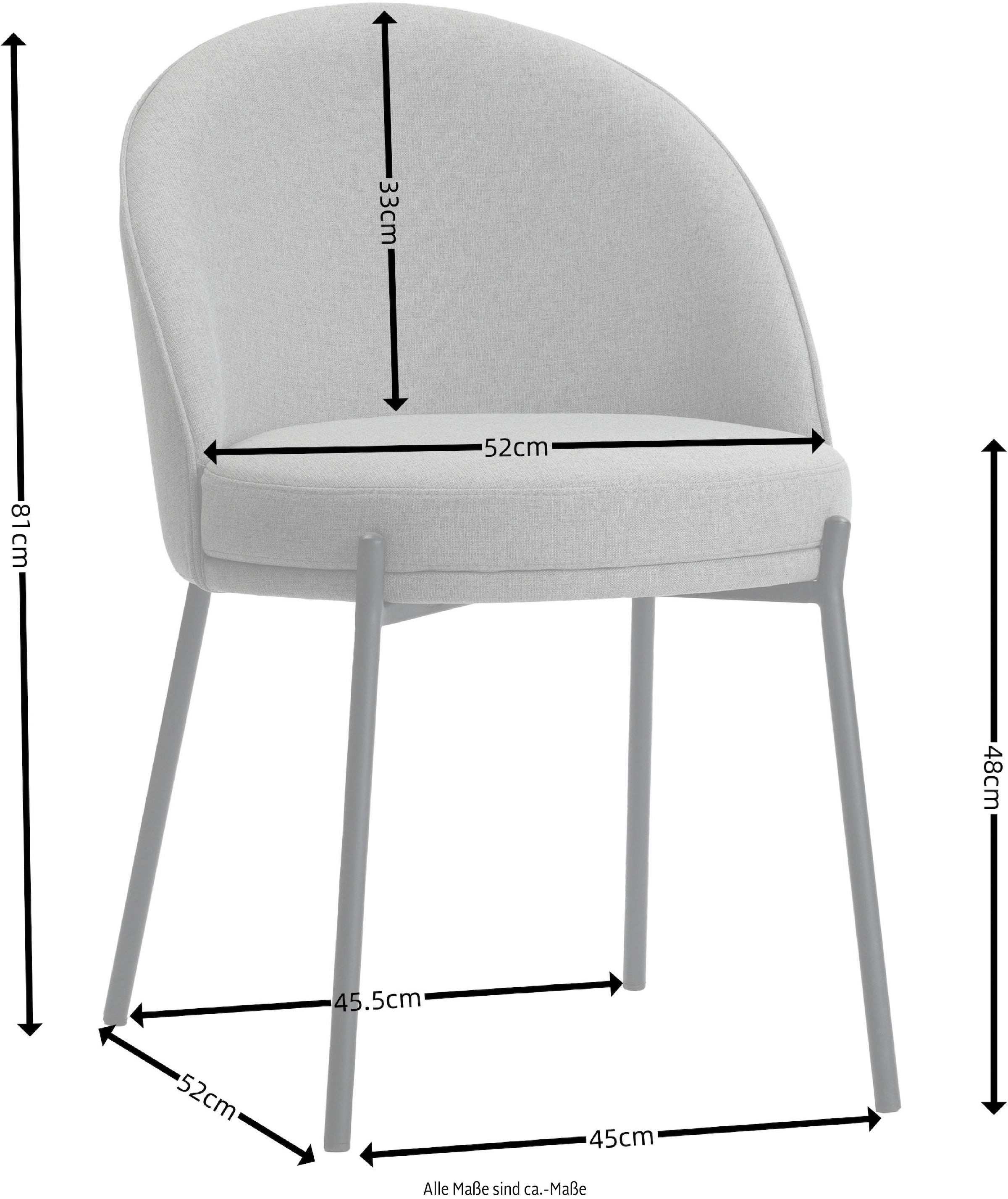 LeGer Home by Lena Gercke Esszimmerstuhl »Isalie« (Set) 2 Stk.mit pflegeleichtem Webstoff, Metallgestell, Sitztiefe 47 cm