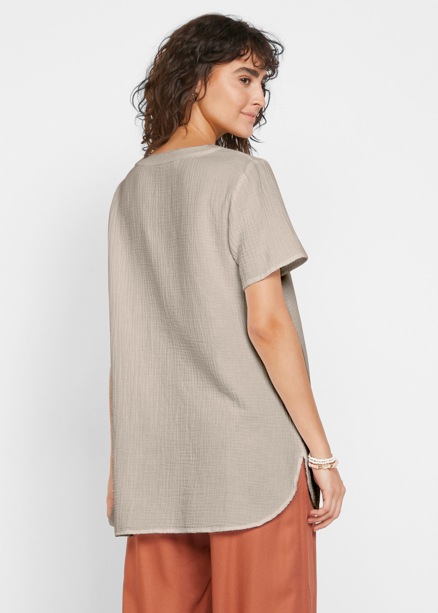 bonprix Longtunika Musselin Long-Tunika aus reiner Baumwolle