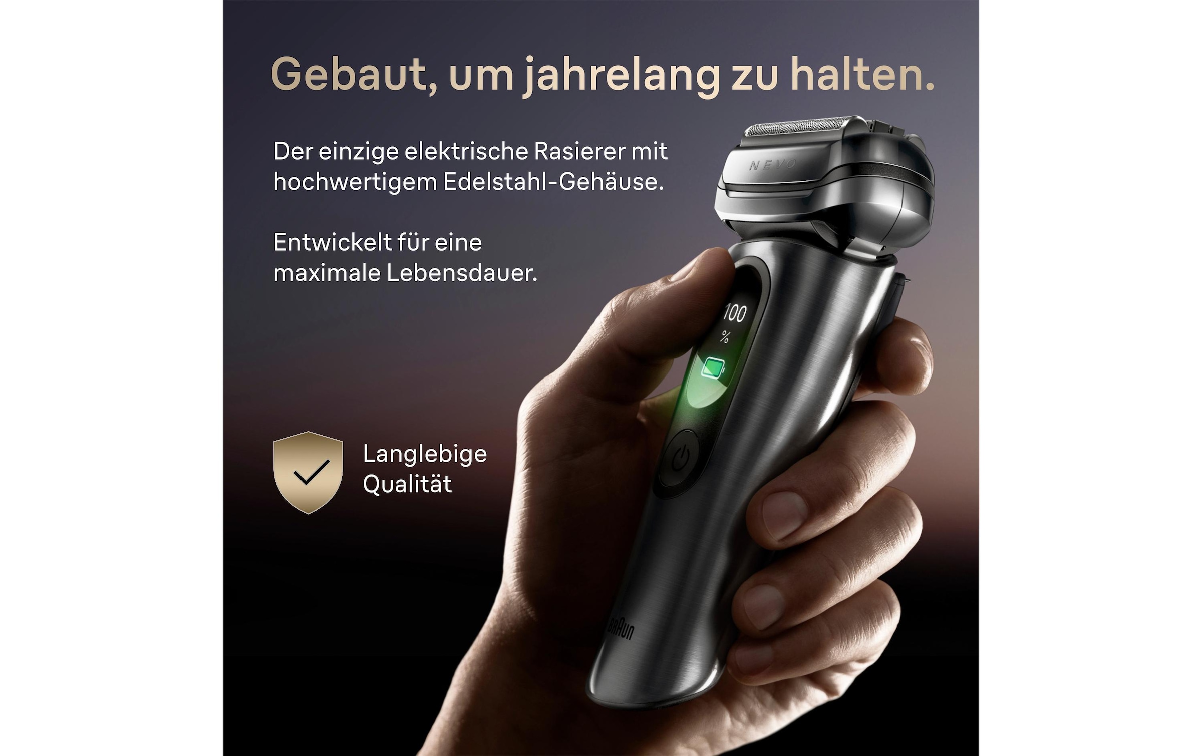 Braun »NEVO 11000cc« station de nettoyage SmartClean Plus Tondeuse de précision intégrée AeroTouch, écran intelligent, système de soin 7-en-1, étui de voyage, argent