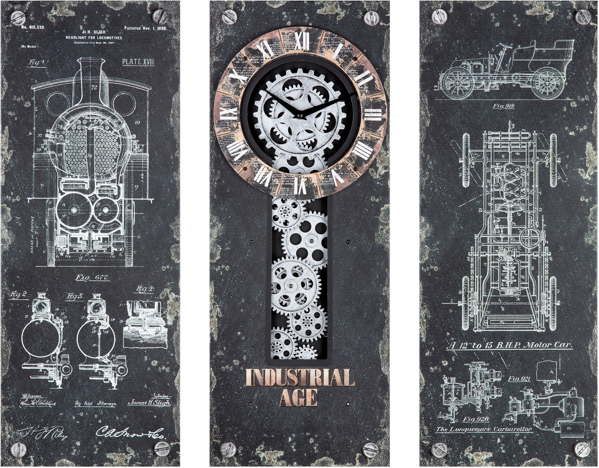 Casablanca by Gilde Horloge murale »Wanduhr Steampunk 3-Set«