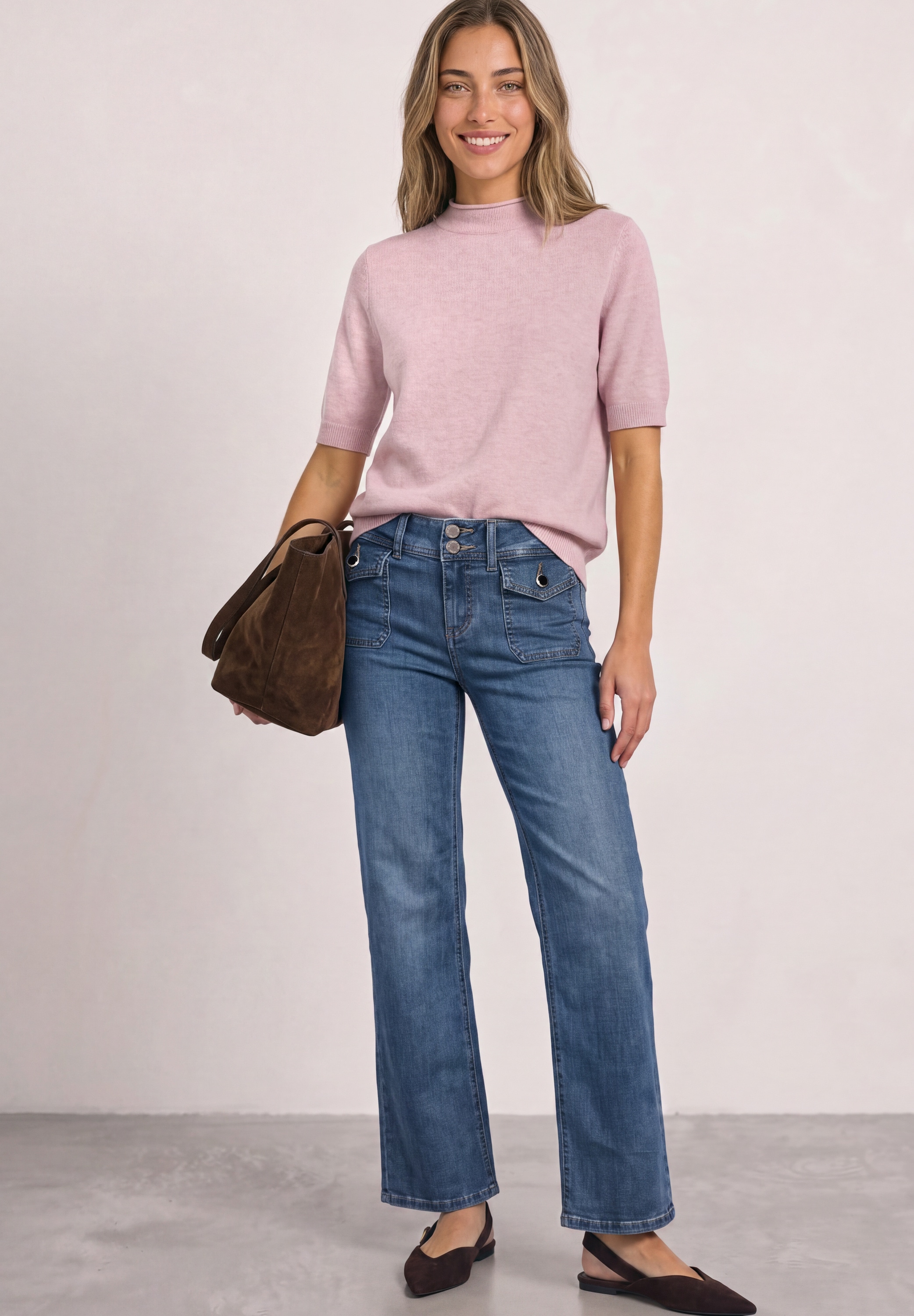 STREET ONE Jeans droit avec poches appliquées et stretch