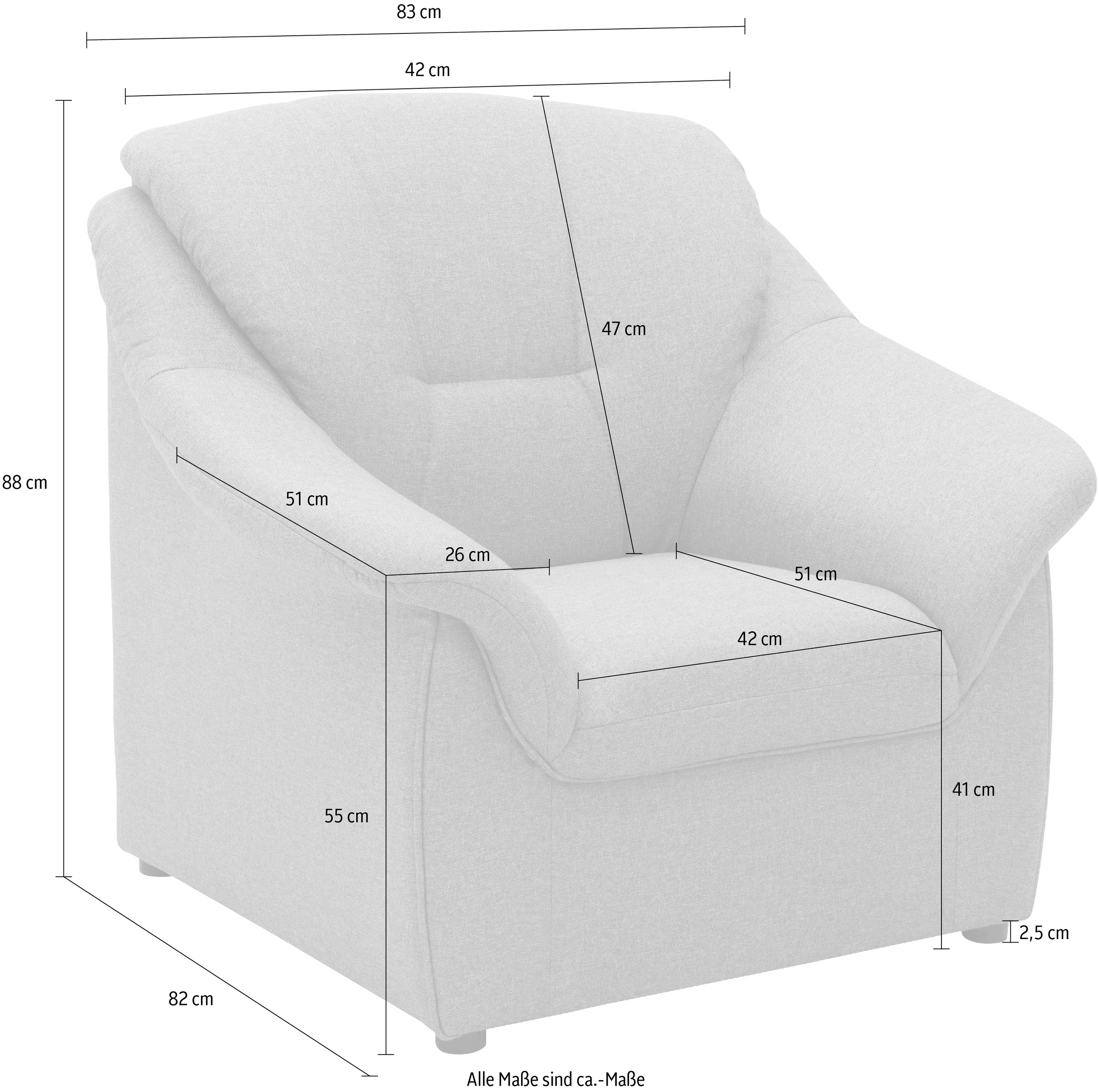 DOMO collection Sessel »Faenza für kleine Räume, zeitlos und elegant, kompakte Masse«