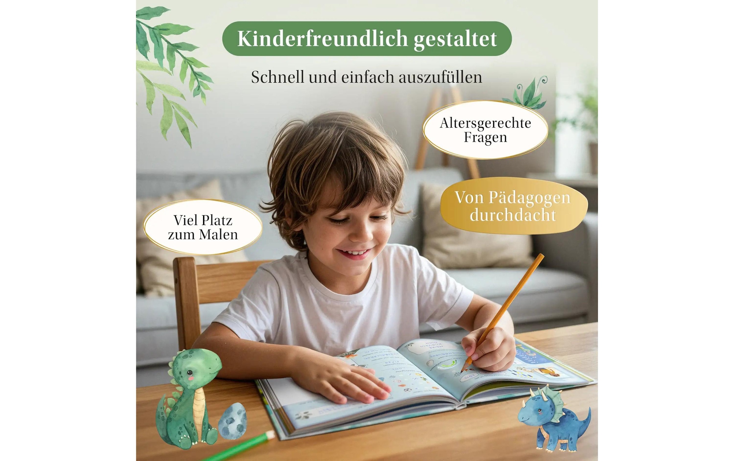   Tagebuch »Eulentaler Dino« DIN A4 Liebevolles Freundealbum für Kita-Erinnerungen