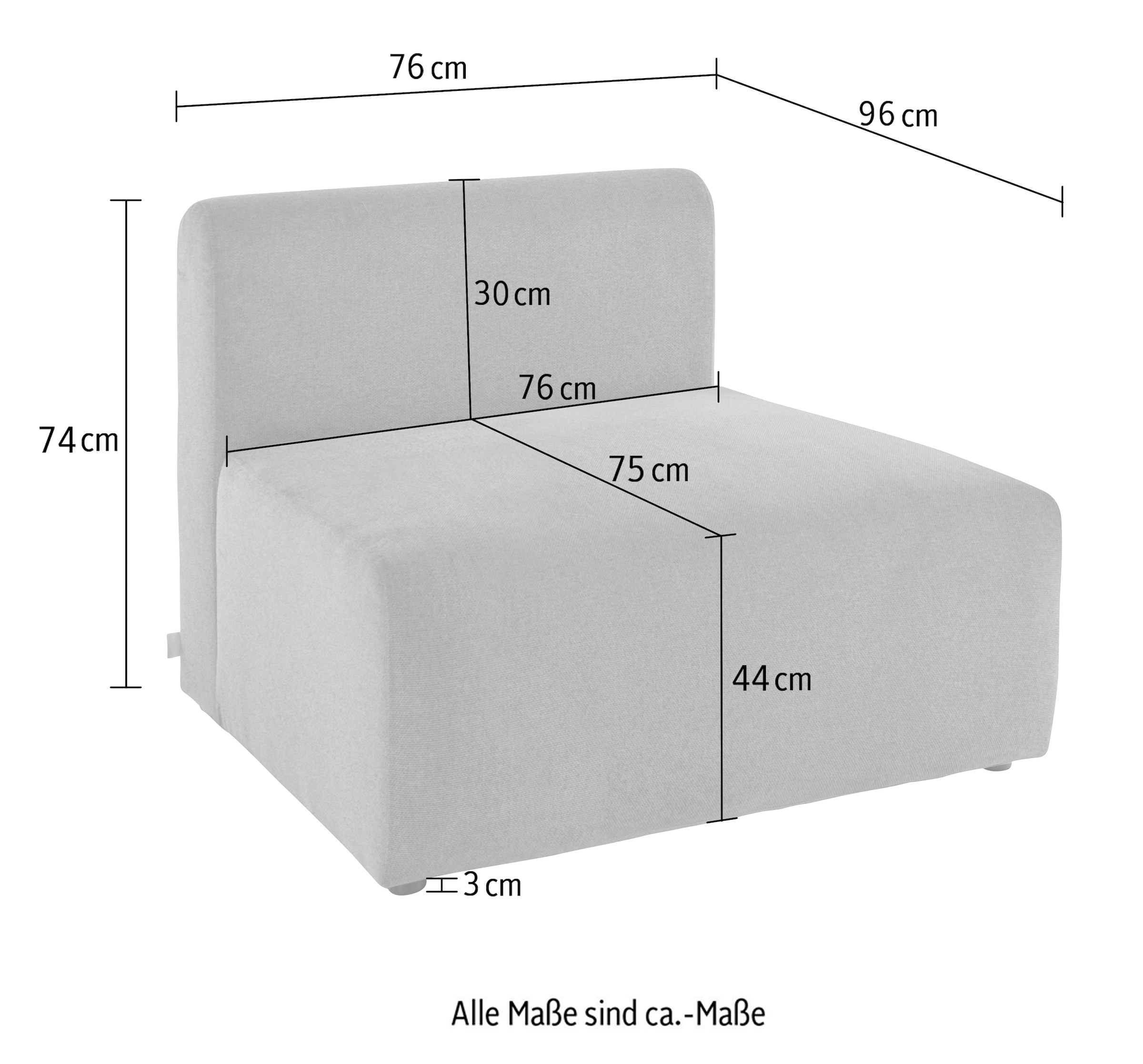 LeGer Home by Lena Gercke Sessel »LYZA Sofa-Mittelelement, Masse B/T/H: 76/96/74 cm« als Modul oder separat verwendbar, für individuelle Zusammenstellung