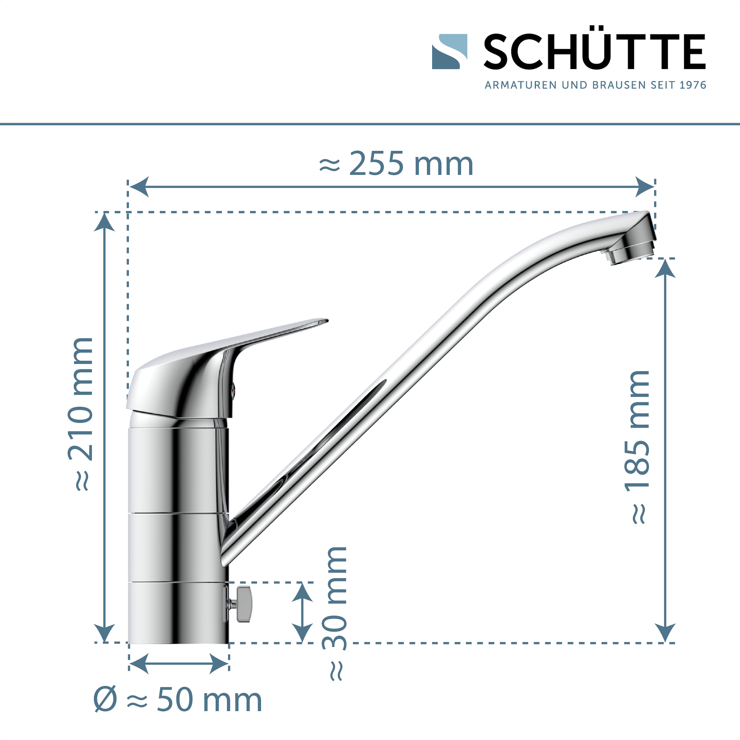 Schütte Robinet d'évier »LUCA« für Unterfenster-Montage, Wasserhahn Küche in Chrom, Hochdruck