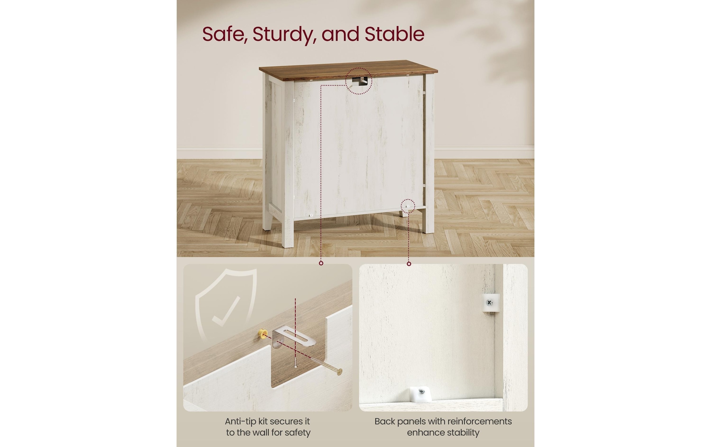 VASAGLE Kommode »VASAGLE Kommode 80 x 80 cm, Beige/Weiss«