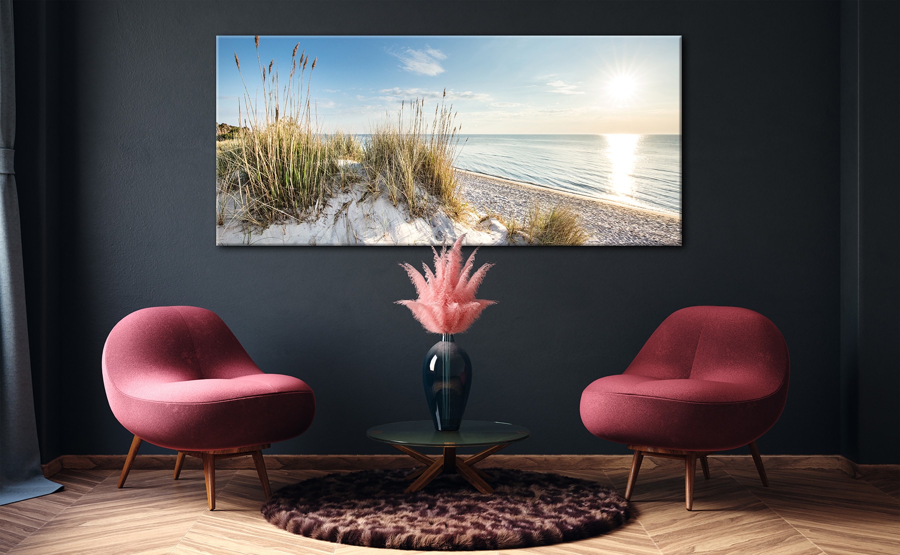Bönninghoff Tableau sur toile »Wandbild STRAND XXL 90x200 cm – Leinwandbild Keilrahmen Deko modern« Dune | Plage 1 cuis tlg. tendu sur châssis