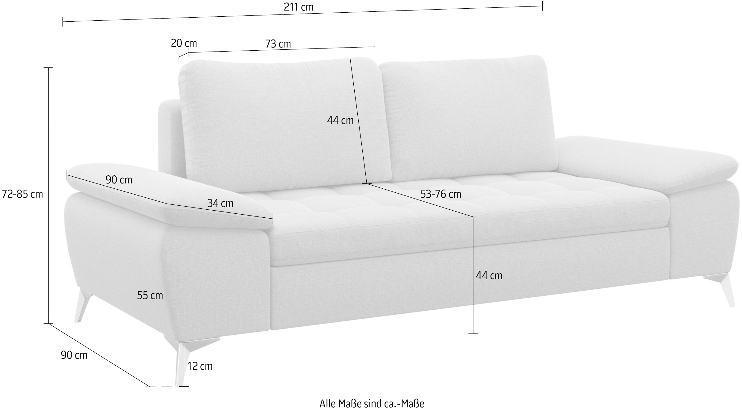 sit&more 2,5-Sitzer »Latigo« mit hochwertigen Metallfüssen