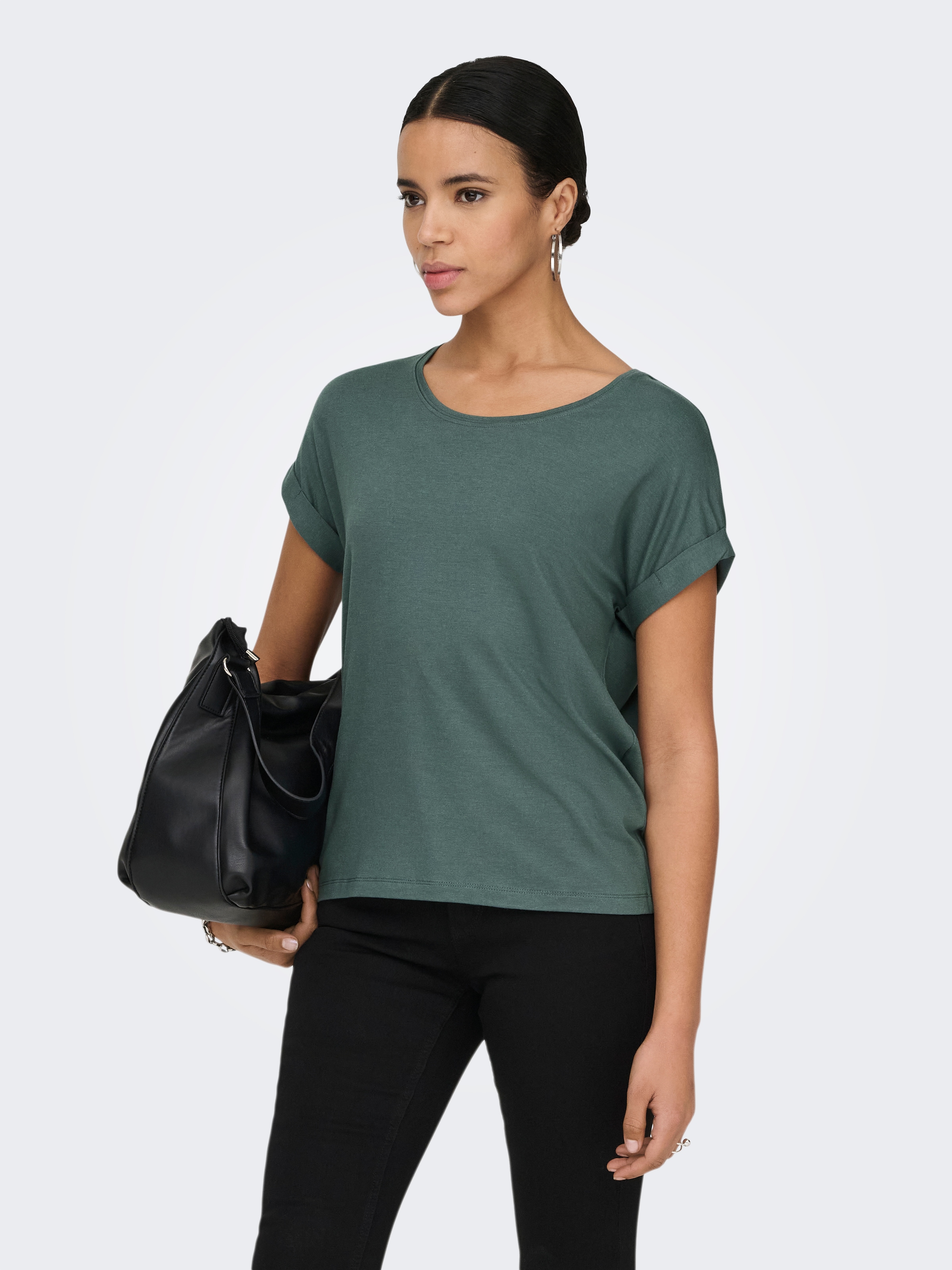 ONLY T-shirt »ONLMOSTER – T-Shirt mit melierter Optik und elastischem Material« meliert, casual, lässig geschnitten, Viskosemischung, Rundhals