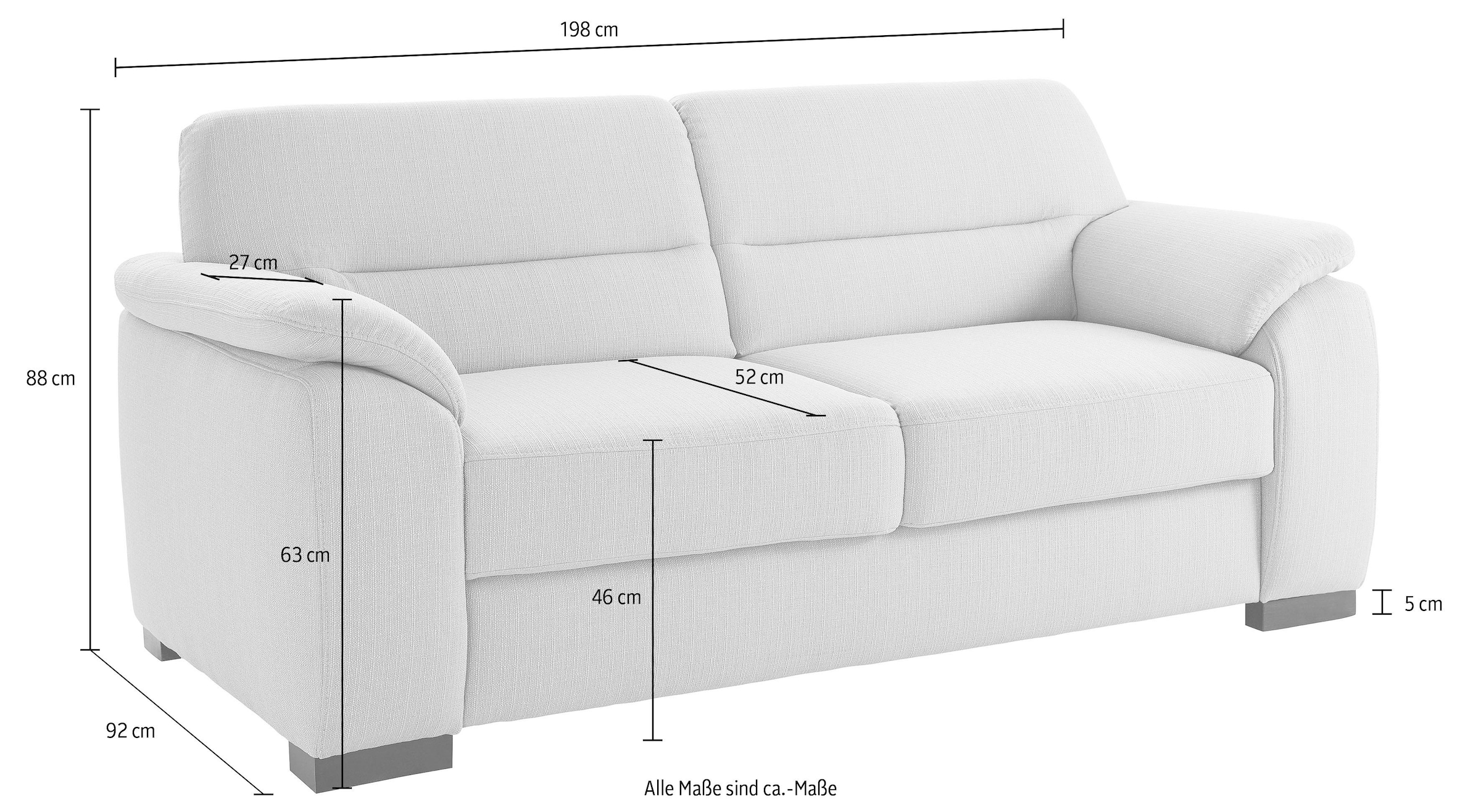 sit&more 3-Sitzer »Montego, B: 198cm« mit Federkern