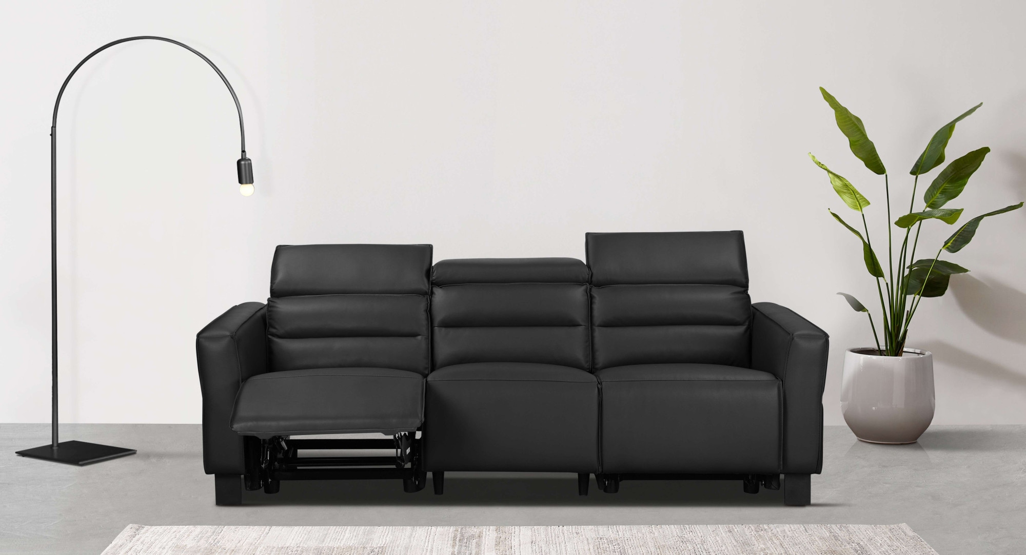 Home affaire 3-Sitzer »Carpari, 224cm, manuelle od. elektrische Relaxfunktion in 2 Sitzen« mit USB-A/C, Kopfteilverstellung, Echtleder, Kunstleder, Webstoff