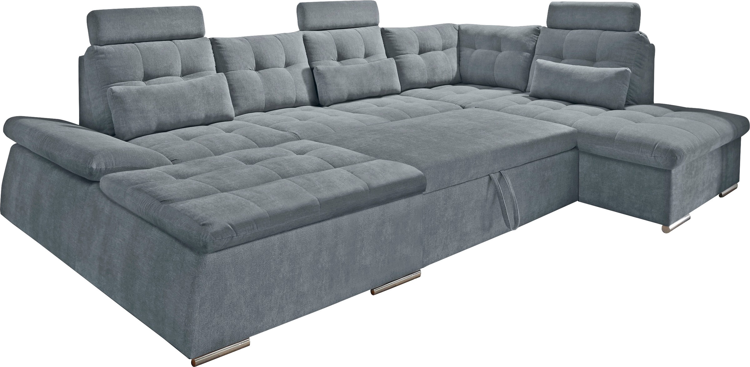 ED EXCITING DESIGN Paysage de salon »Nalo U-Form mit Bettfunktion, Bettkasten« Armteilverstellung, Kopfstützen & 3 Nierenkissen