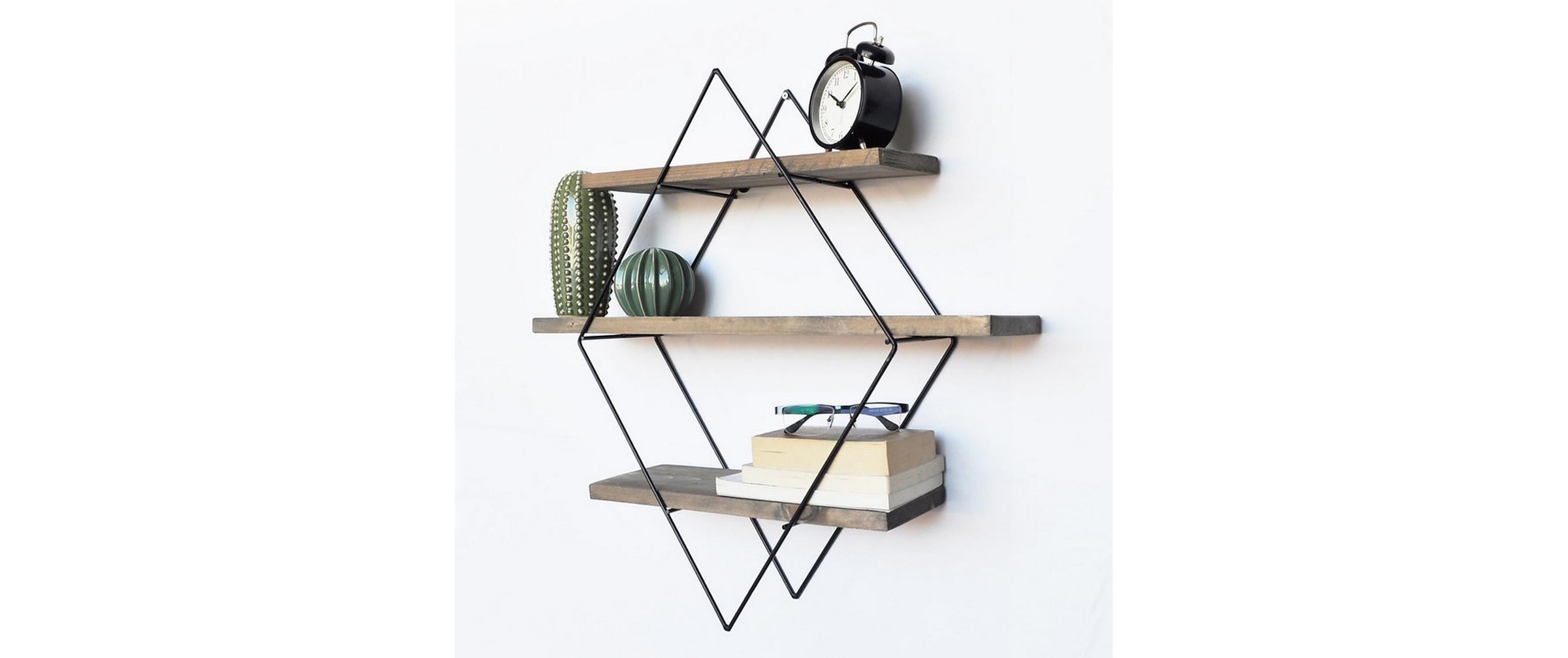 WOODY FASHION Wandregal »WR007 60 x 60 x 14 cm, Schwarz/Walnuss«