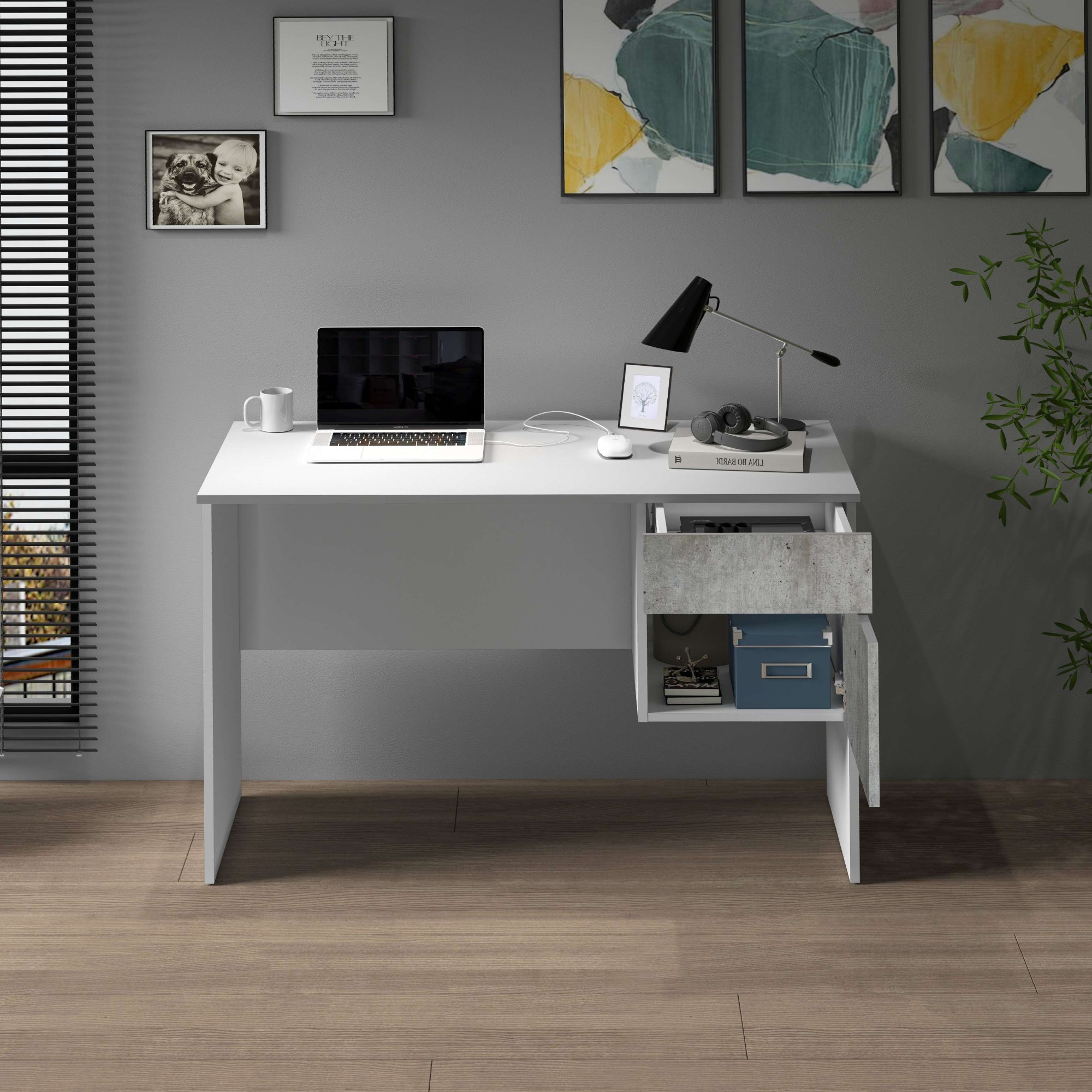 Home affaire Schreibtisch »Coro, kleiner Computertisch, Bürotisch« mit 1 Tür & 1 Schublade, Breite 110 cm, Made in Italy