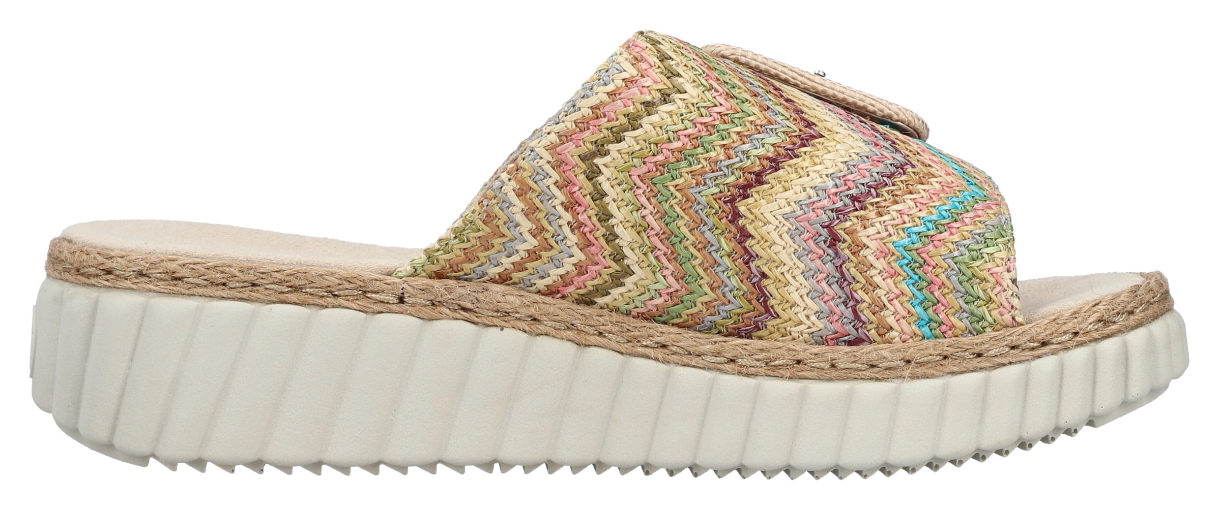 Rieker Keilpantolette  Sommerschuh, Strandschuh, Hausschuh mit praktischem Klettverschluss