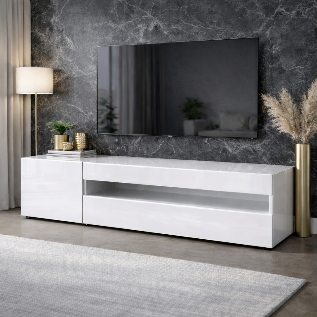 GOODproduct Table basse »LORENZO 1, TV-Board, TV-Kommode, TV-Schrank, TV-Unterschrank, TV-Möbel« Modernes lackiertes Hochglanz TV-Board, grifflos, Breite 155 cm