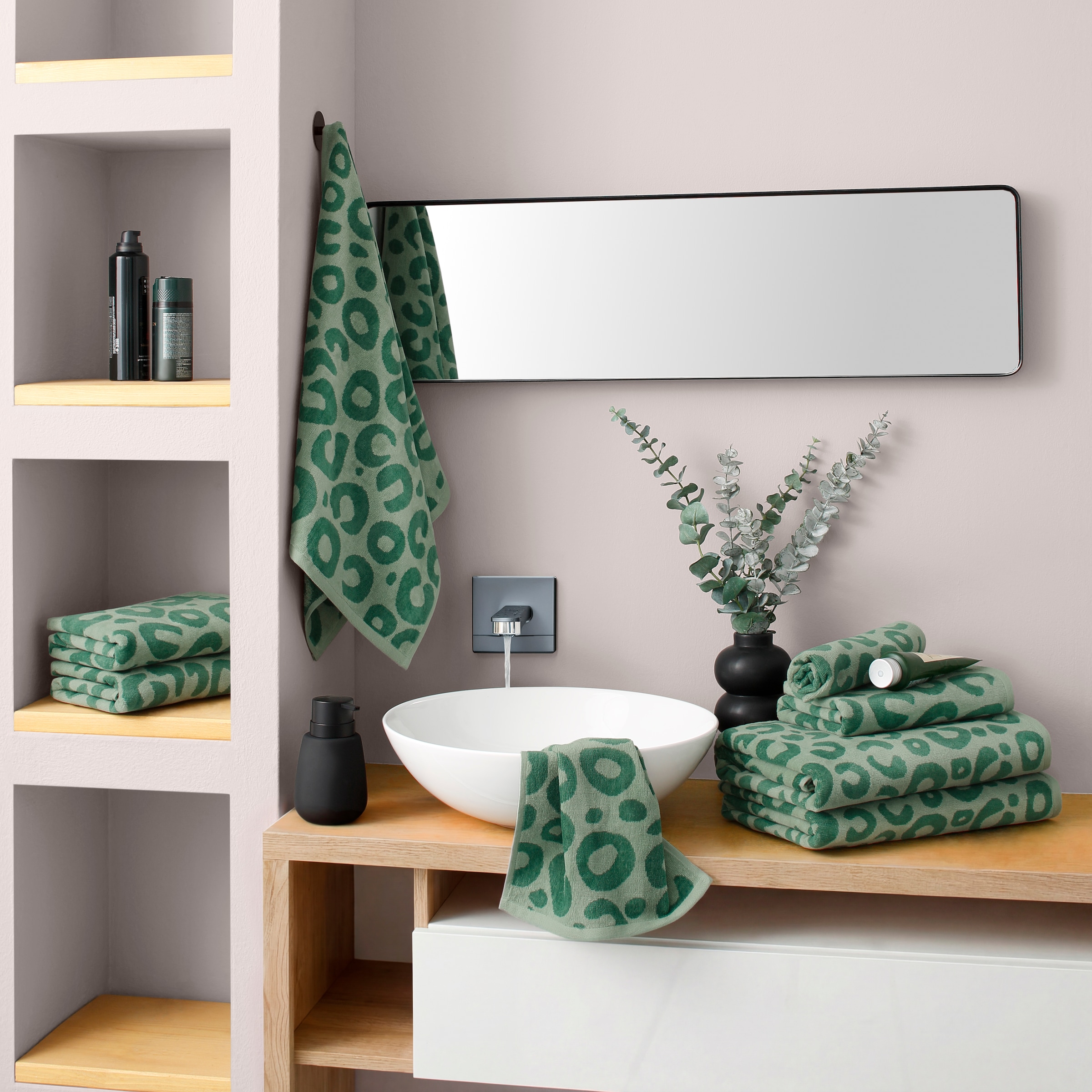 GOODproduct Set de serviettes »Anna Leopardenmuster, 8-tlg Handtuch-Set, 100% Baumwolle« Set 8 pièces Velours en frottier Duschtücher, Handtücher und Gästetücher, weich, modern, Animal Print