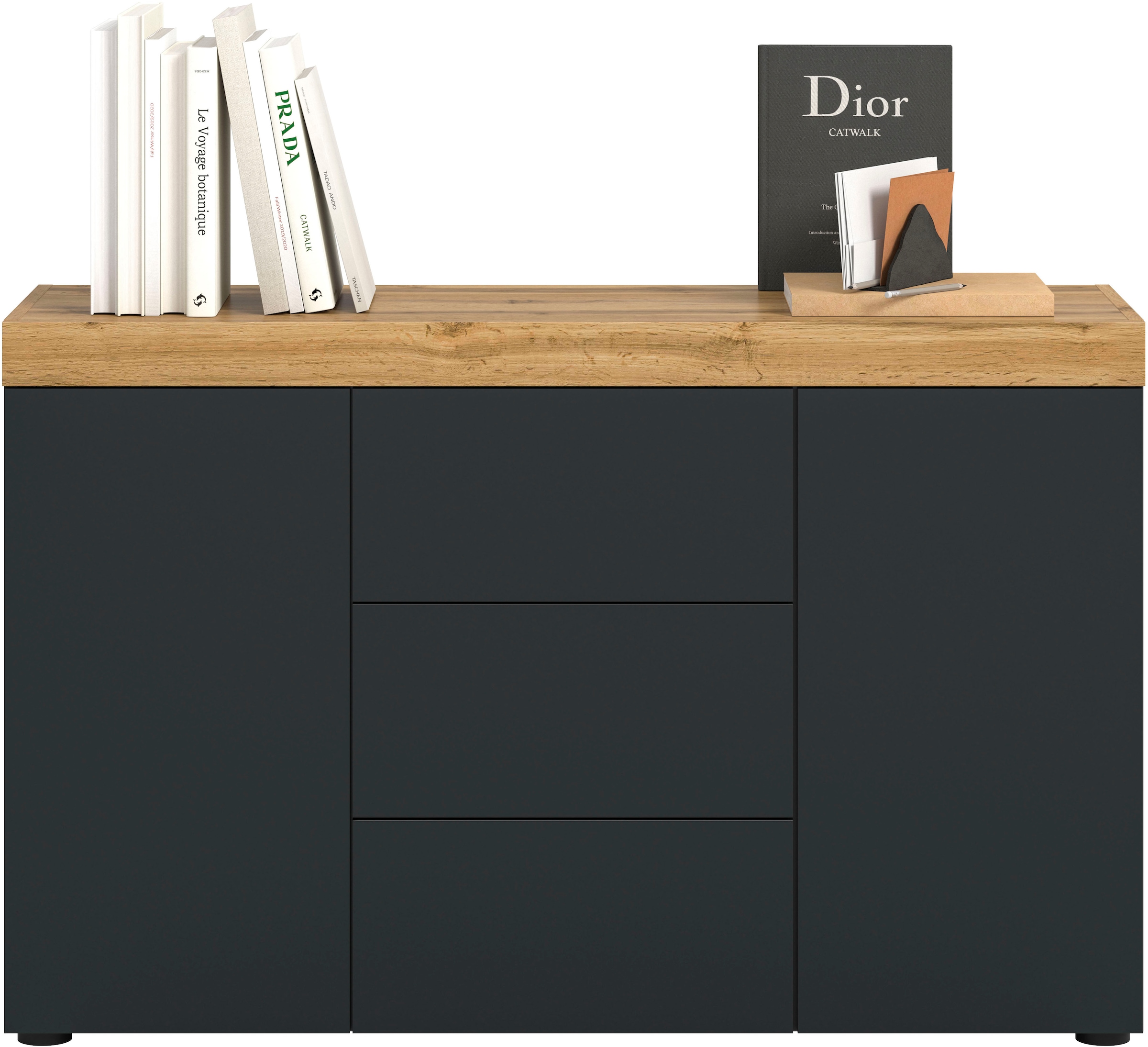 GOODproduct Sideboard »MAMBO, TOPSELLER!, Breite 125cm, 2 Türen, 3 Schubkästen, push-2-open« 2 farbige Ausführung, in verschiedenen Farben erhältlich, 1 Stk. tlg. Sideboard, Kommode, Wohnzimmer, Flur, Arbeitszimmer