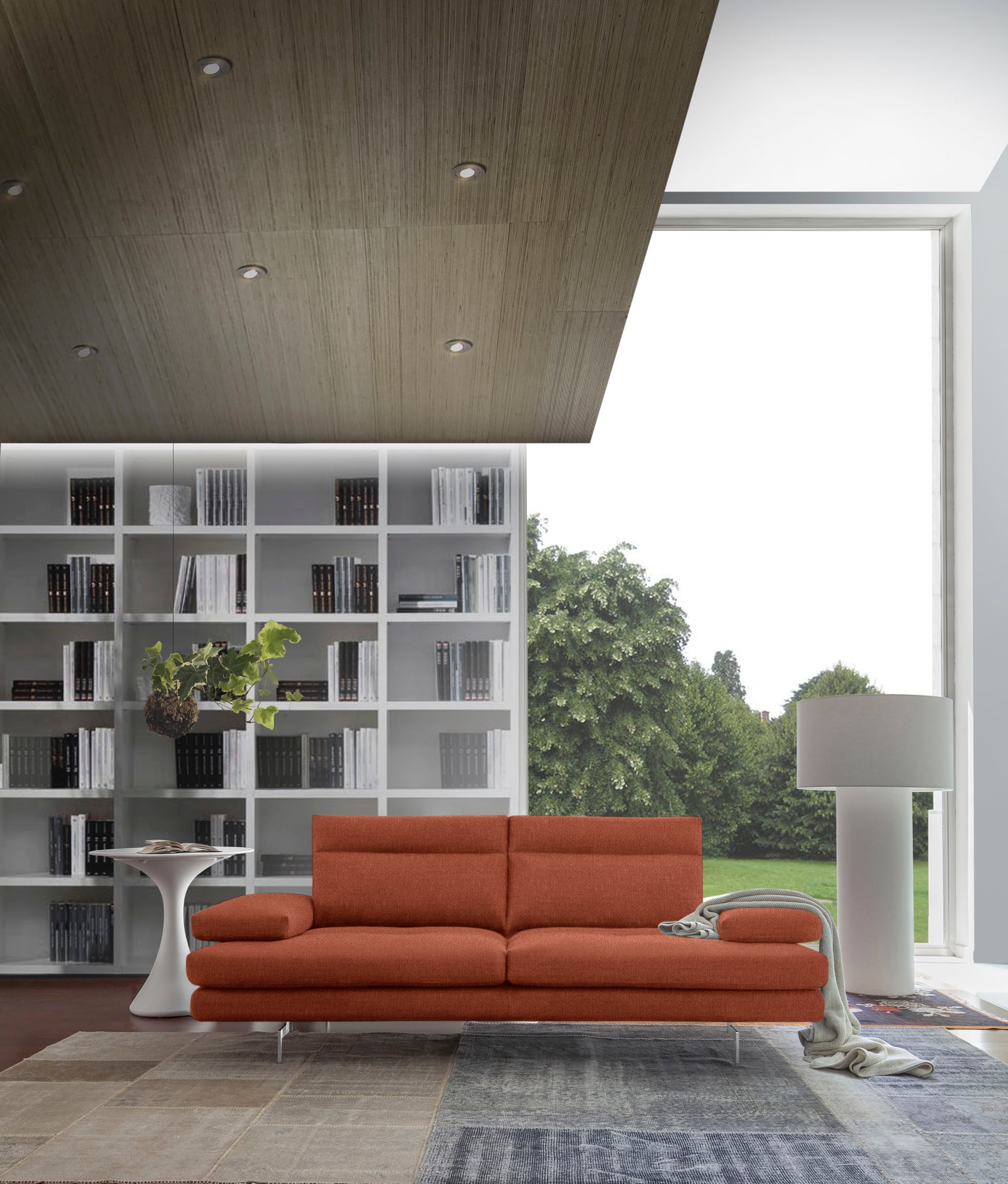 CALIA ITALIA 3-Sitzer »Toby Wing, 208 cm breit, Designsofa mit hohem Sitzkomfort« inklusive Sitztiefenverstellung, Füsse in Chrom glänzend