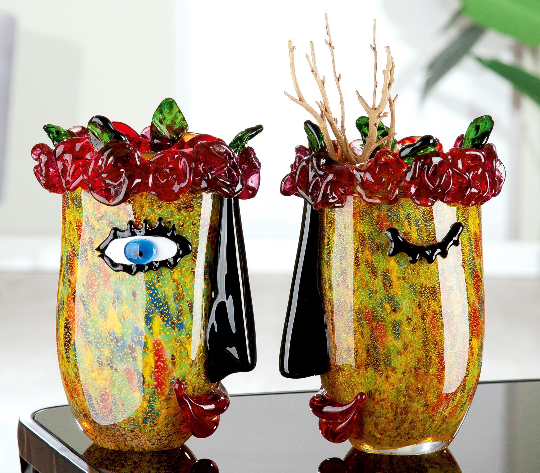 Casablanca by Gilde Tischvase »Floro« dekorative Vase aus Glas, Blumenvase