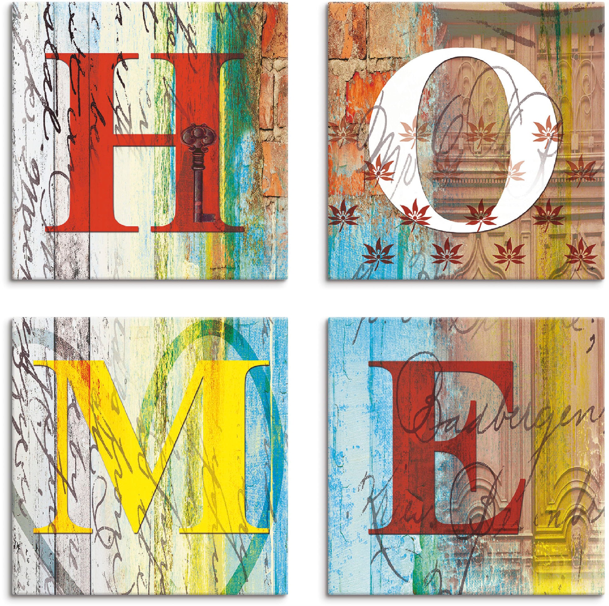 Artland Tableau sur toile »Buntes Zuhause« 4 cuis tlg. 4er Set, verschiedene Grössen