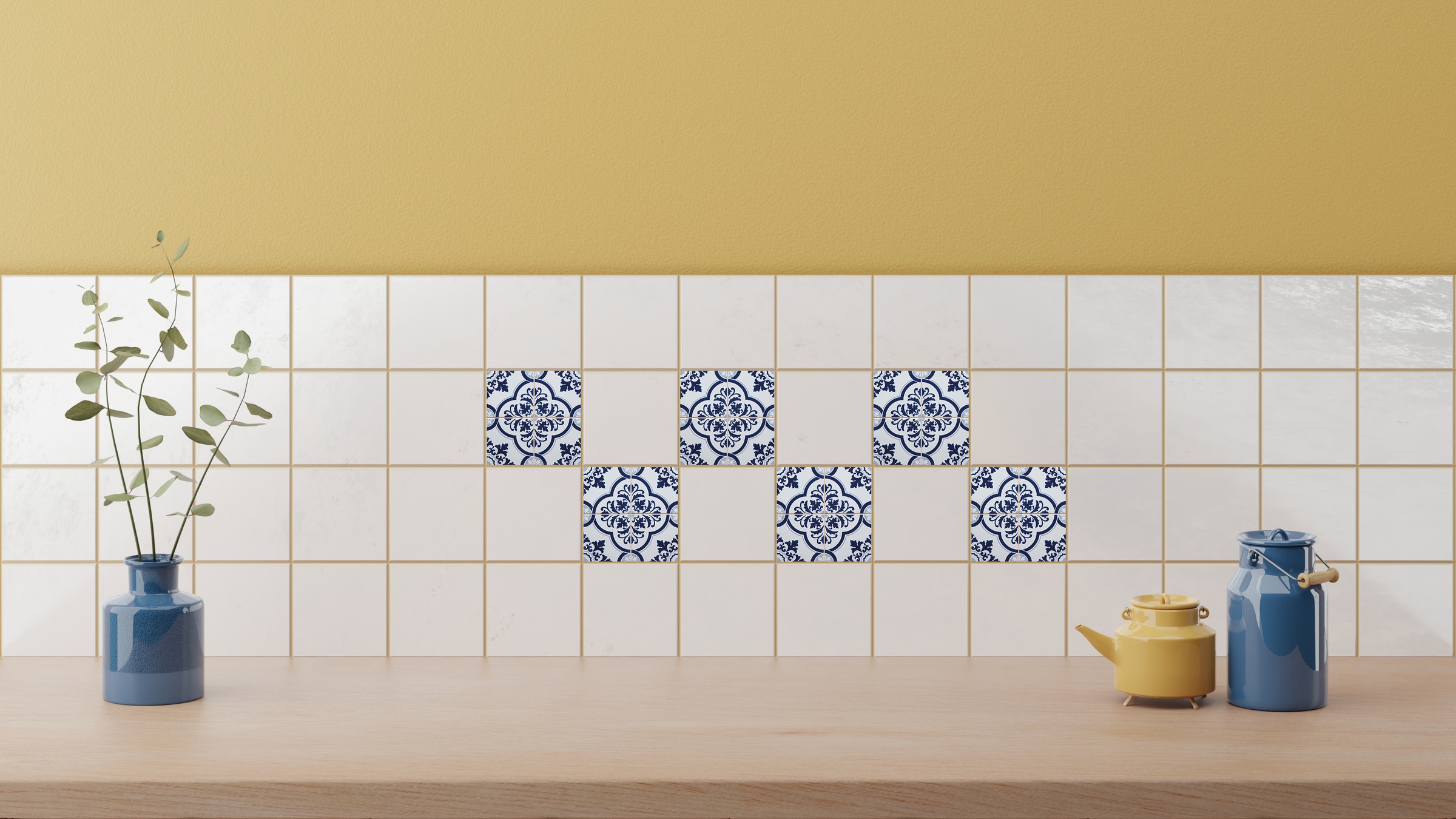 Home affaire Autocollants pour carrelage »blaue Ornamente« Stickerfliesen, selbstklebend, Sticker, 12er Set