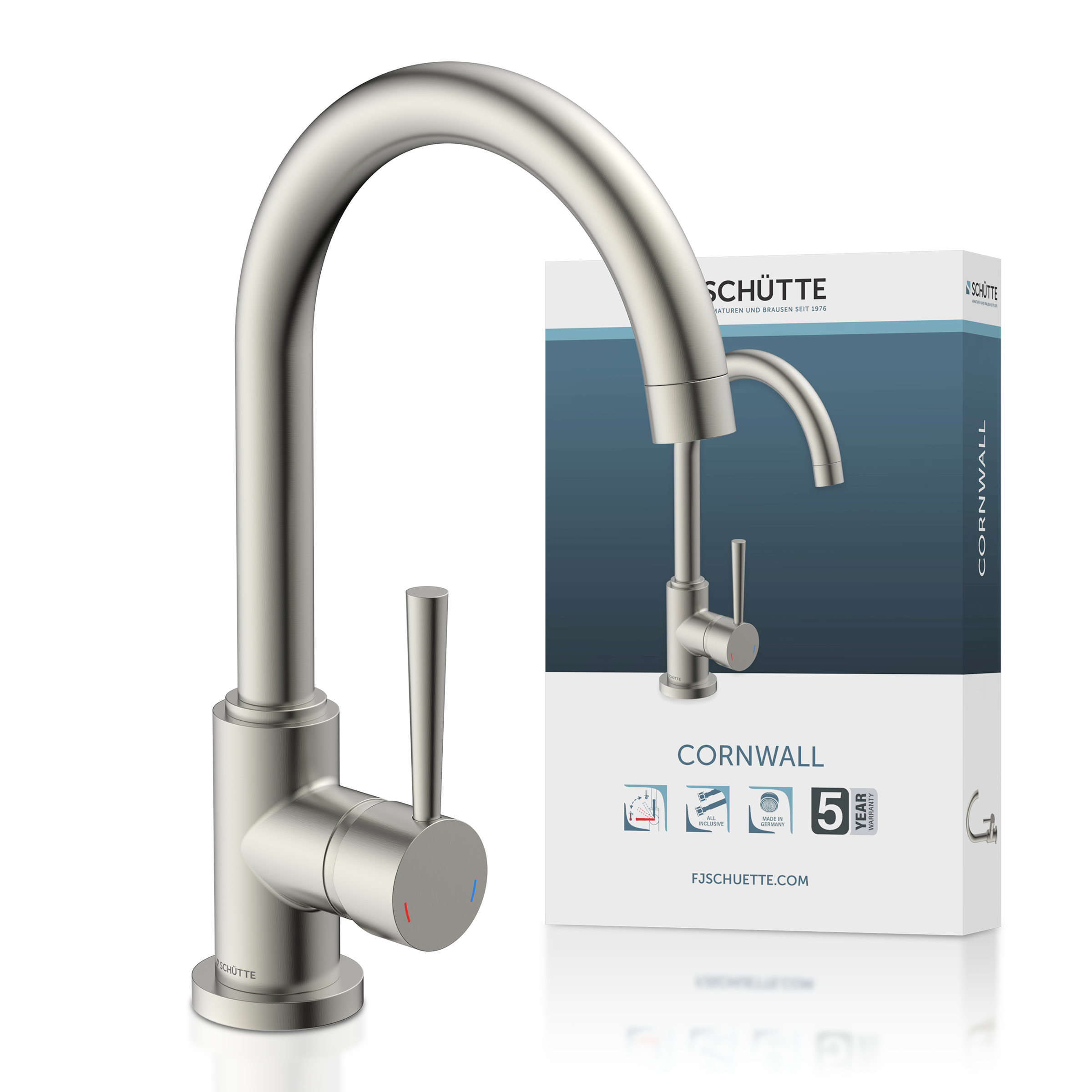 Schütte Robinet d'évier »CORNWALL« energiesparender Cold-Start, 360° schwenkbare Mischbatterie, Hochdruck