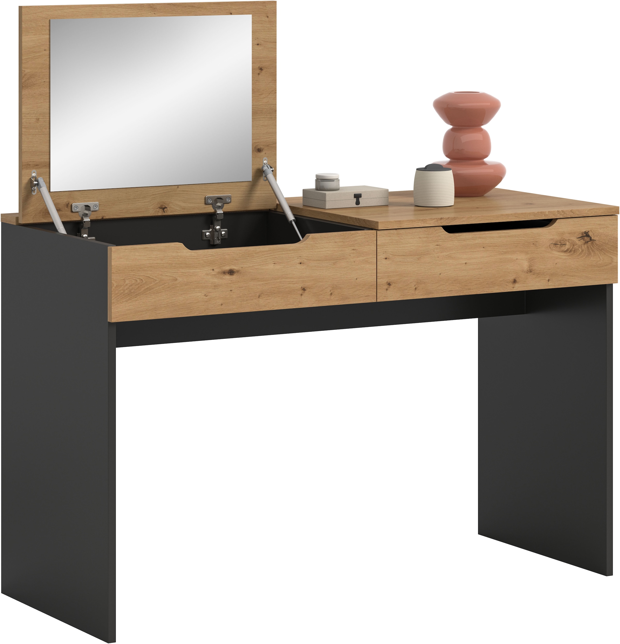 Home affaire Coiffeuse »REHAT, TOPSELLER!, Breite 115cm, 1 Schubkasten, Klappe inkl. Spiegel« Table console, table, table pliante, buffet, secrétaire, commode