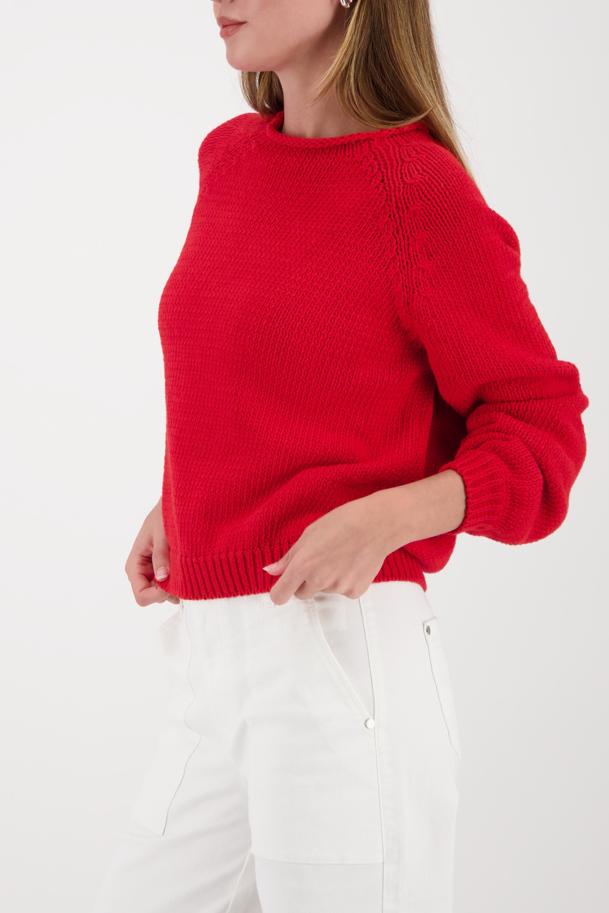 Monari Pull en tricot »Pullover uni« Rundhalsausschnitt mit Rollkante, Regular Fit