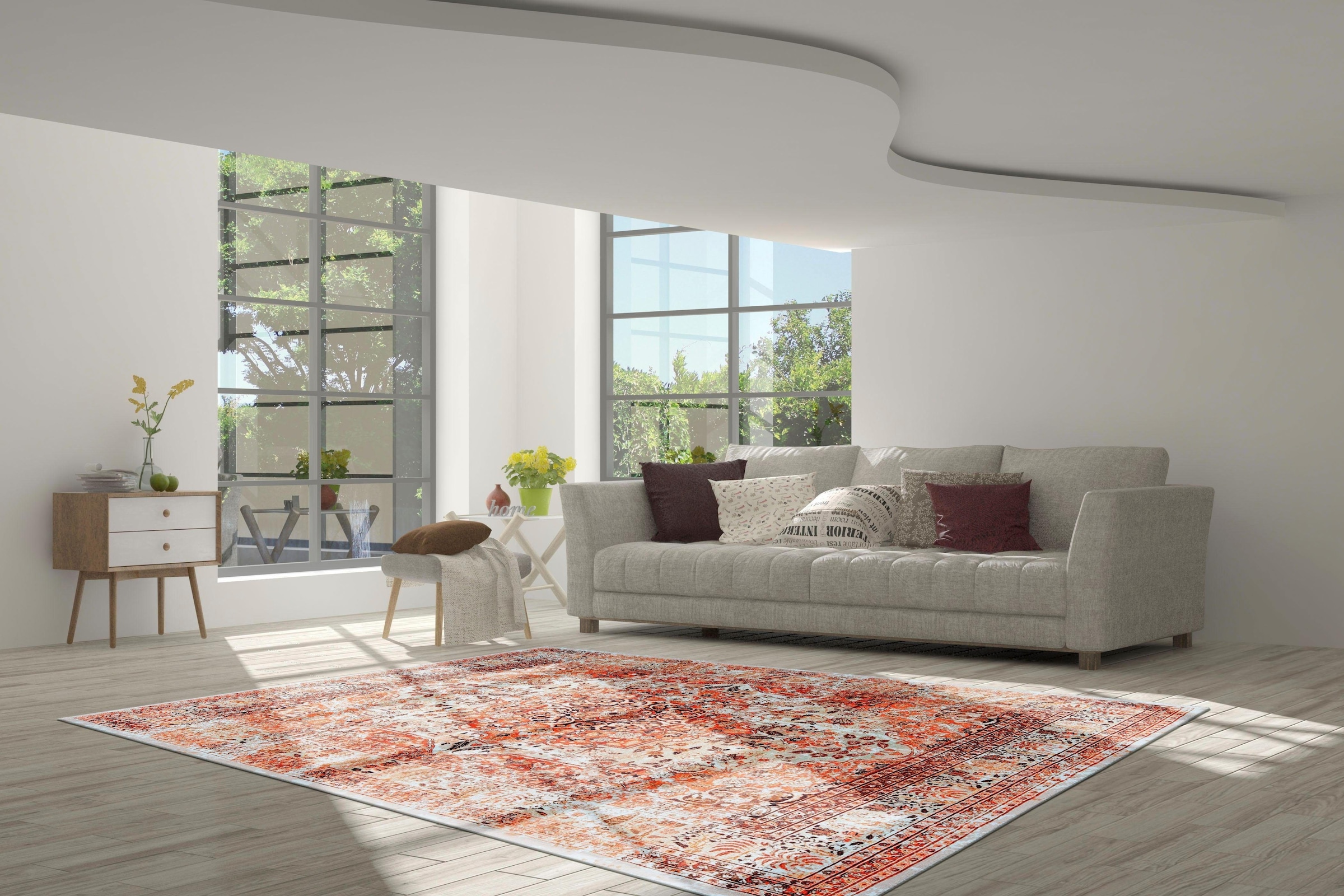 calo-deluxe Teppich »Castor 5000« rechteckig 6 mm Höhe Kurzflor, mit Fransen, Wohnzimmer