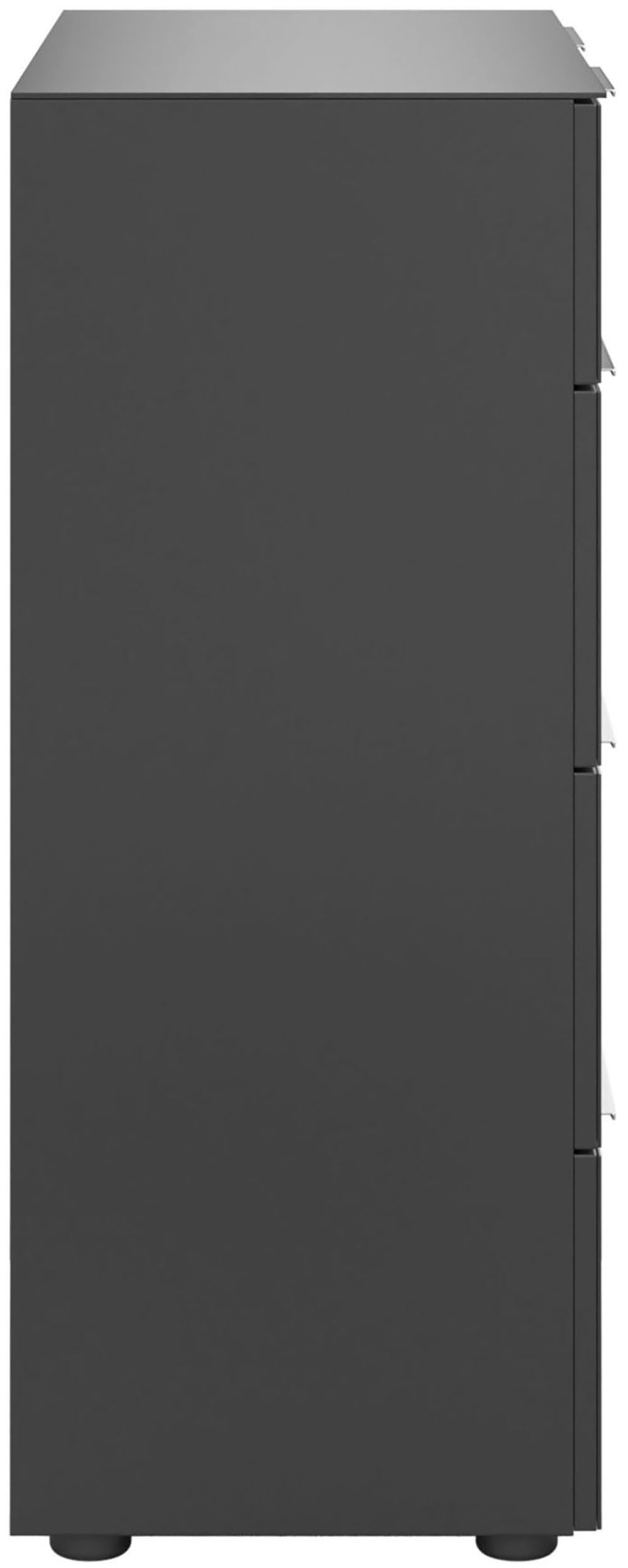 Manjana Möbel Kommode »mit Chrom oder Schwarz matten Metallgriffen & Glasfront, Soft-Close« melaminbeschichteter Korpus, mit Vollauszug, Made in Germany