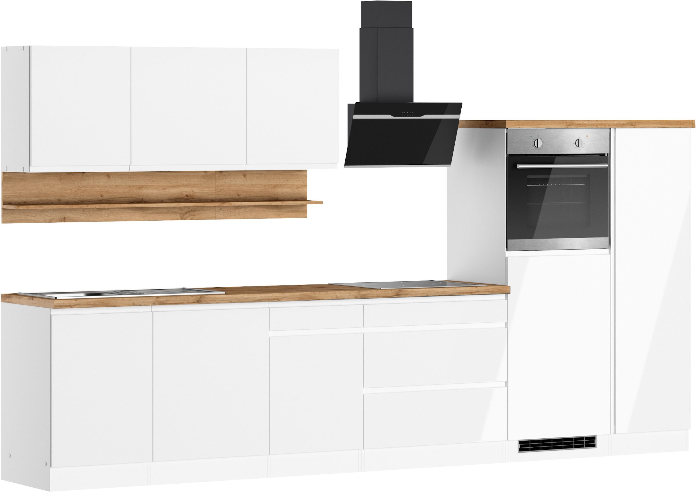 KOCHSTATION »KS-Virginia,neu in verbesserter Ausführung« plan de travail épaisseur 38 mm, rangement, fermeture douce,  largeur 350 cm, soft-close, sans appareils électriques