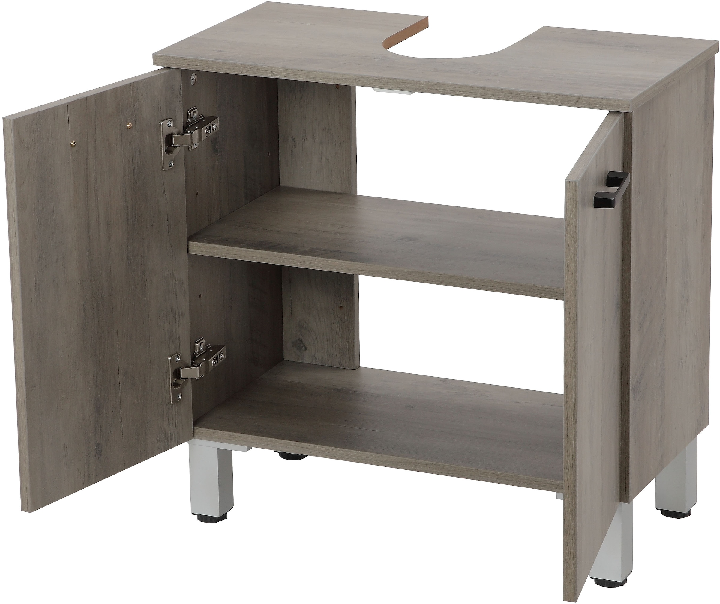 welltime Armoire sous lavabo »Florenz,Breite 60cm, 2 Tür, 2 Fächer, mit Siphonausschnitt, MDF-Front« in verschiedenen Farben erhältlich, Badmöbel, Badschrank, Kommode, Bad