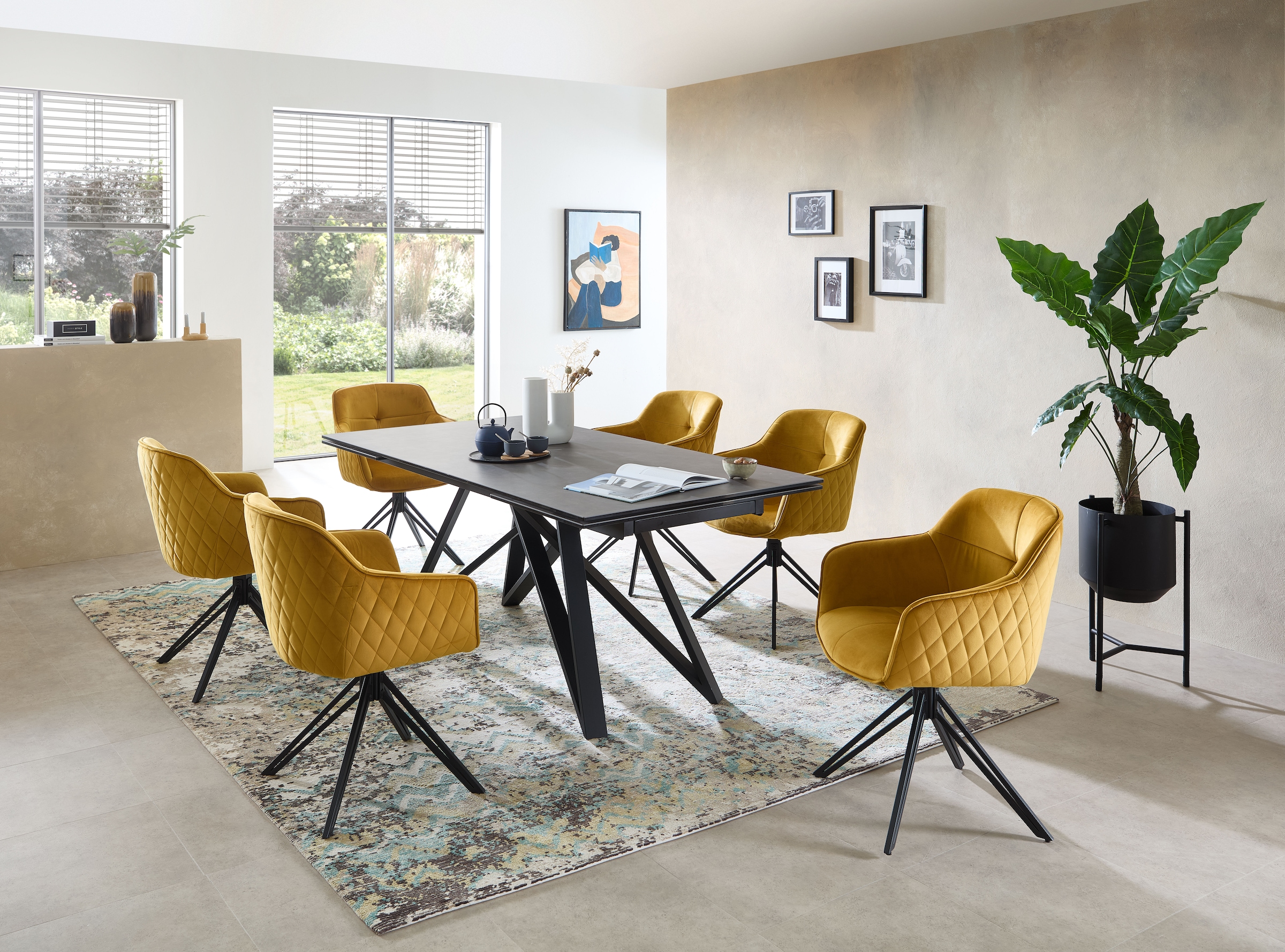 Stolkom Esstisch »Charly Esszimmertisch Keramik, ausziehbar 280 cm, BxHxT 180x75x95 cm« Keramikoberfläche,Tischplatte beidseitig ausziehbar 180 auf 280 cm