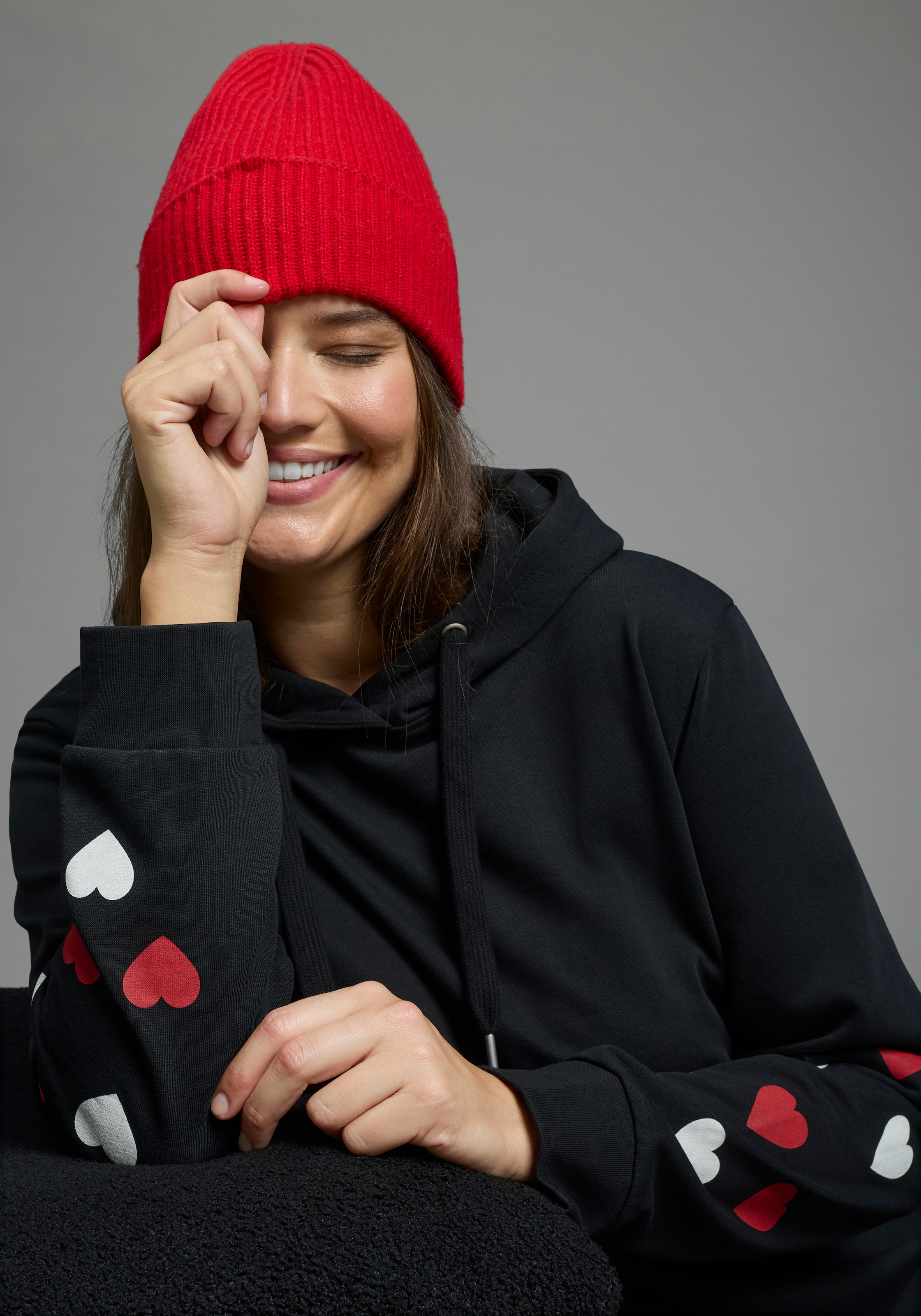 Laura Scott CURVE Sweat à capuche »Grosse Grössen«, en look oversize en coton doux
