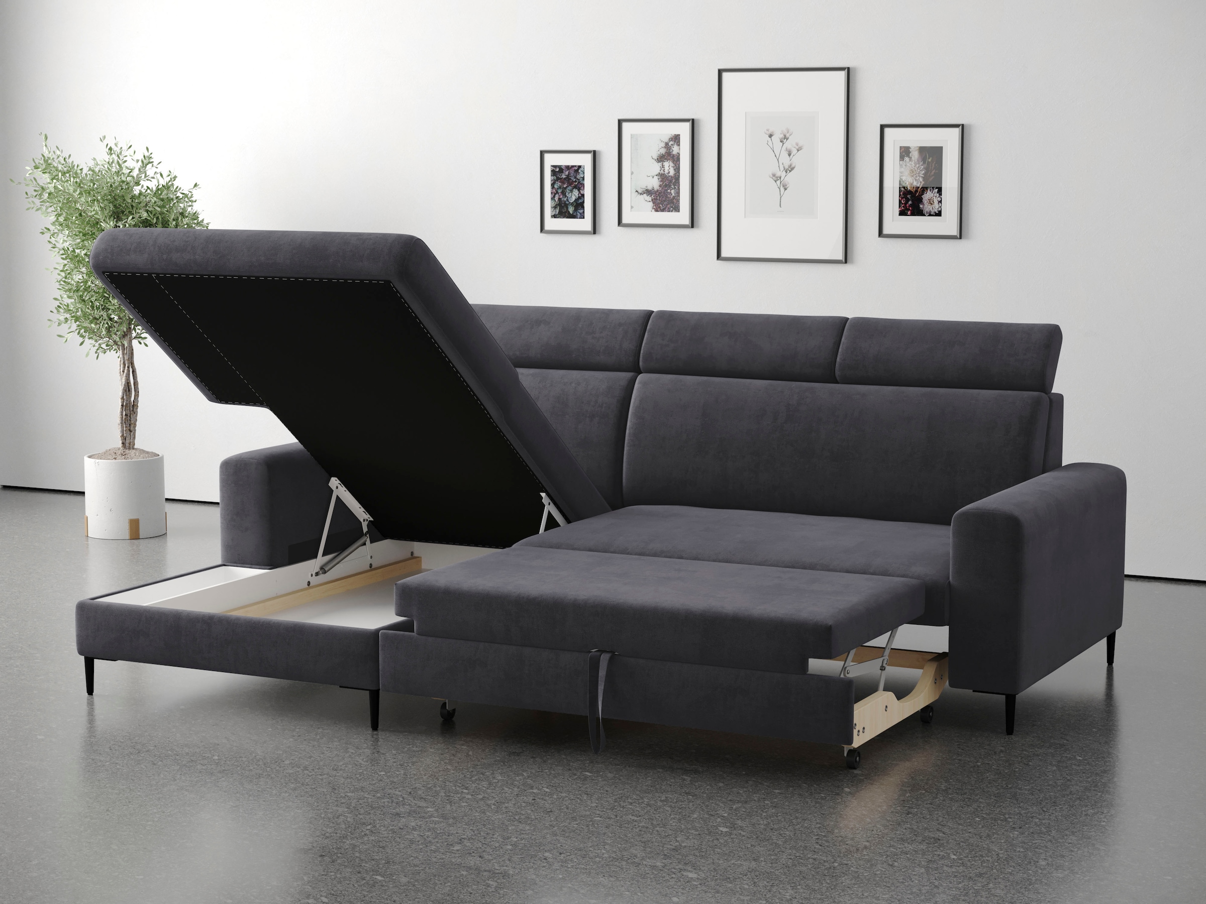 Trends by HG Canapé d'angle »Nizza, L-Form, B: 250cm« Schlaffunktion + Bettkasten