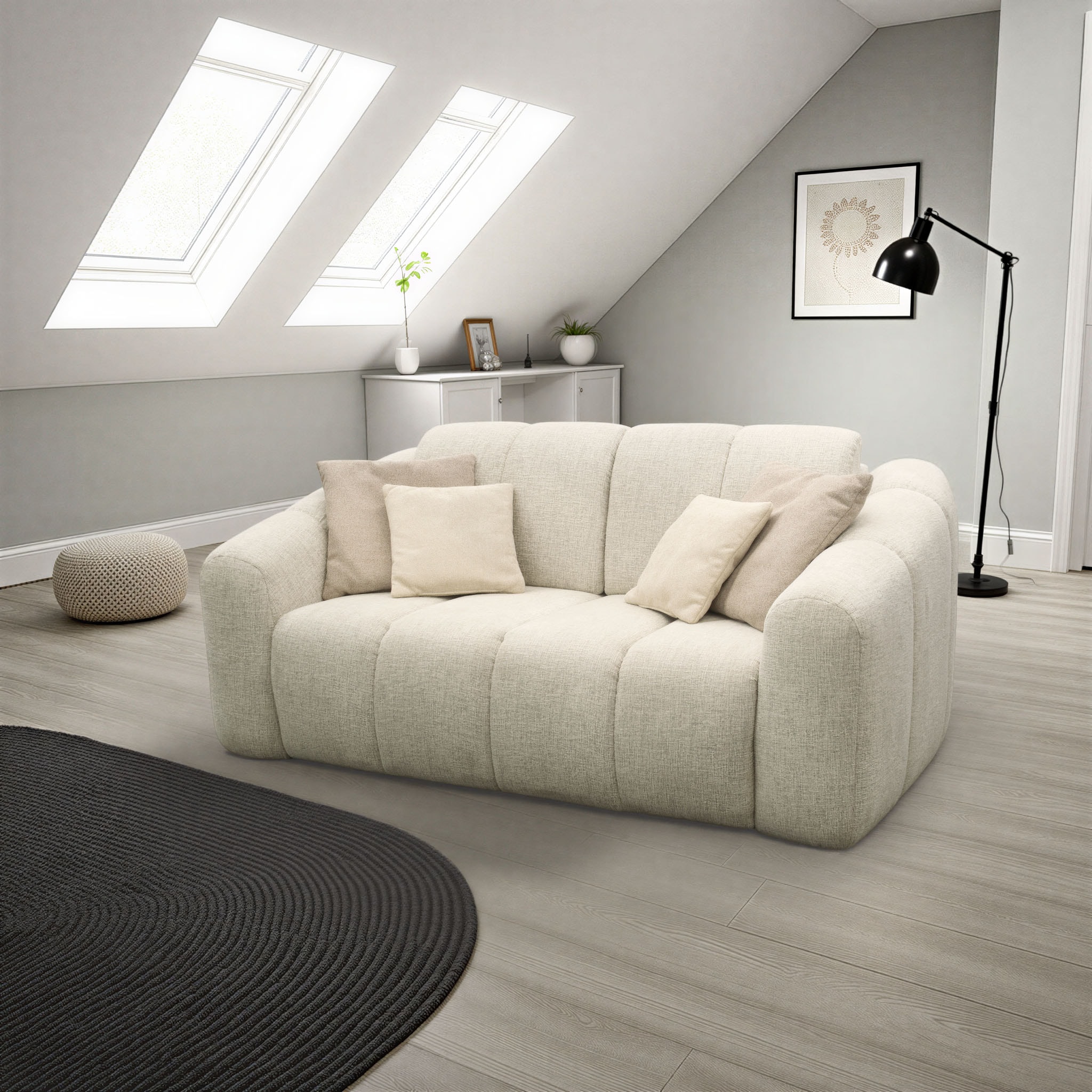 DOMO collection Schlafsofa »Lymra, 192 cm breit, organische Form mit vertikalen Absteppungen« Mit Schlaffunktion